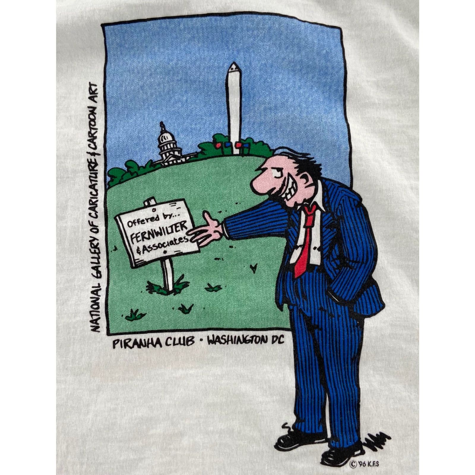 Fruit Of The Loom VINTAGE 90s Piranha Club Political Comedy Graphic Tee Adult Large White Tint Mens Size US L / EU 52-54 / 3 - 4 Thumbnail