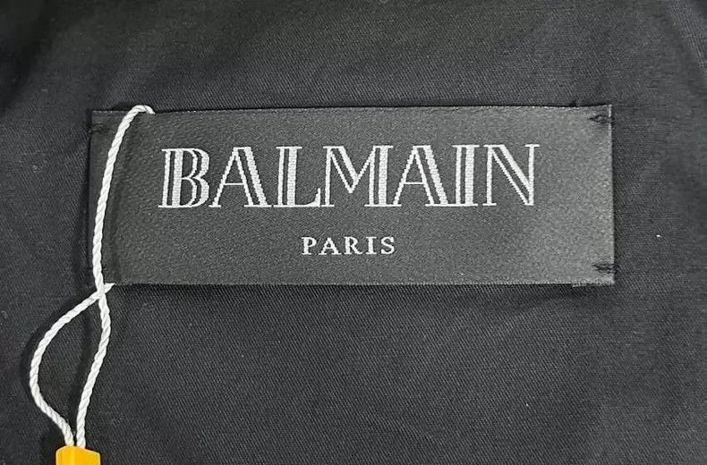 Balmain Silvery Bomber Jacket with Navy Accents- Size US L / EU 52-54 / 3 - 7 Thumbnail