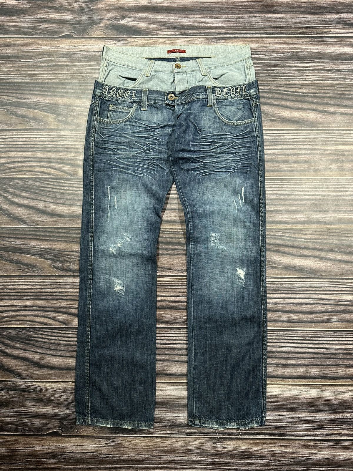 Japanese Brand Vintage Japanese Brand Distressed Jeans Angel Devil Size US 34 / EU 50 - 1 Thumbnail
