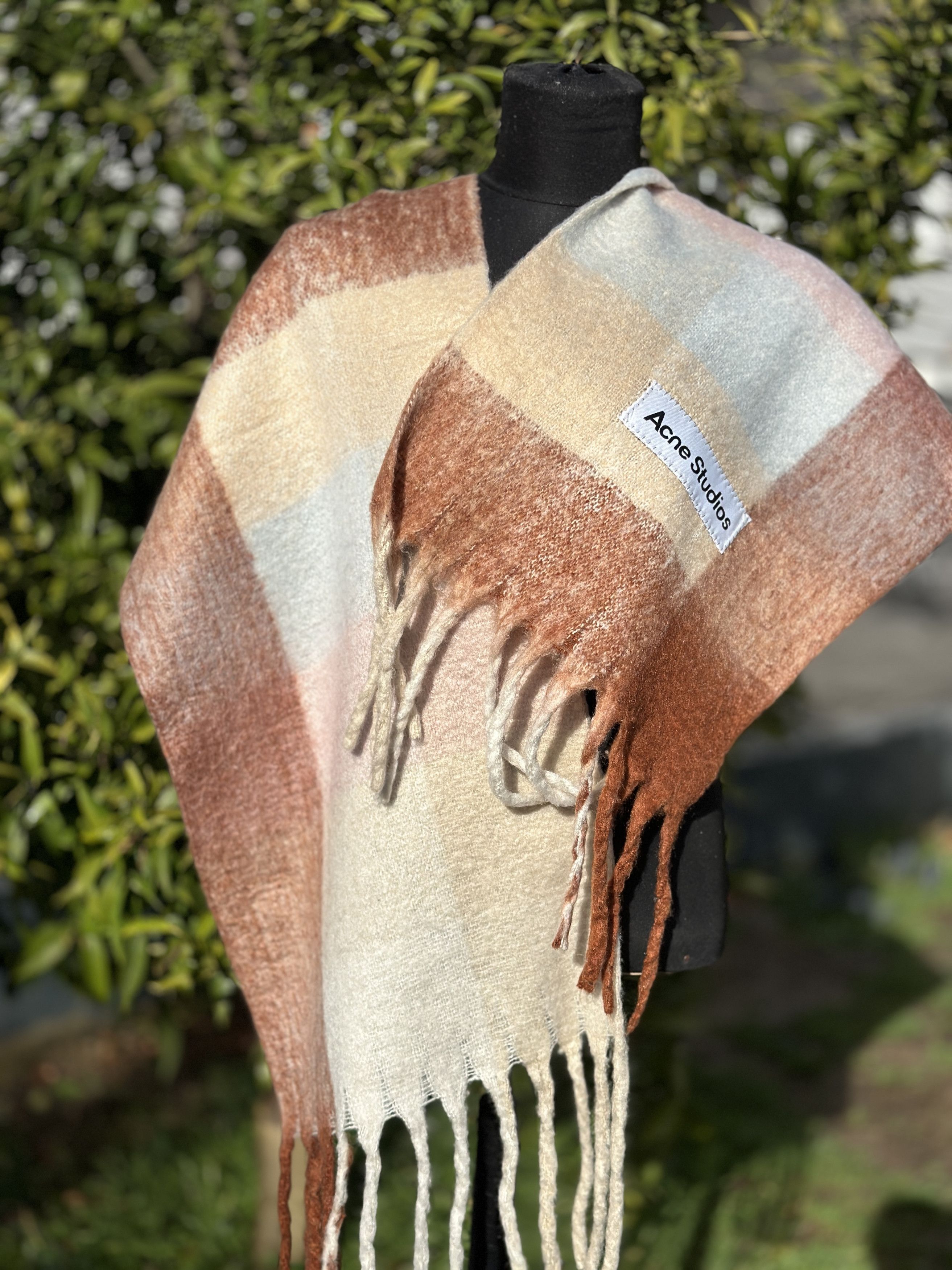 Acne Studios Acne Studios Multicolor Checked WoolMohair Blend Scarf Beige Size ONE SIZE - 6 Thumbnail