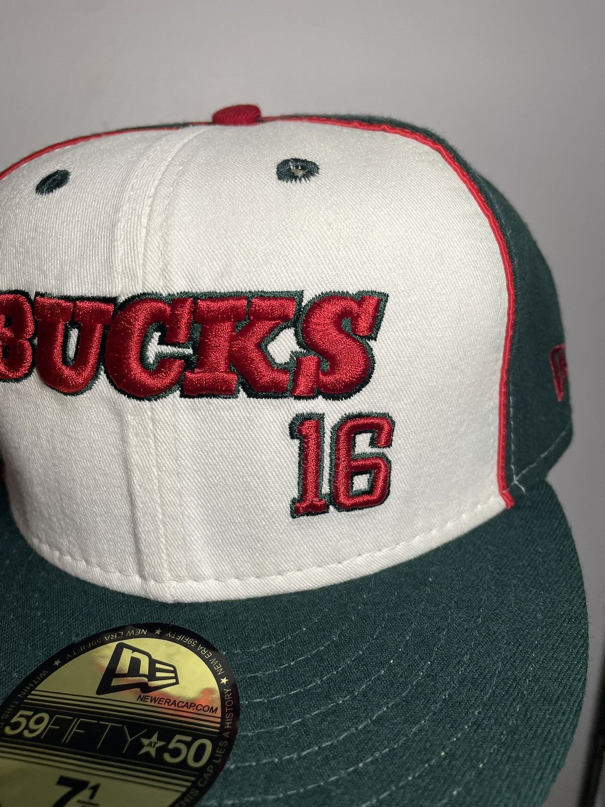 New Era Sz. 7 3/8 Vintage NBA Milwaukee Bucks Fitted Bob Lanier Size ONE SIZE - 3 Thumbnail