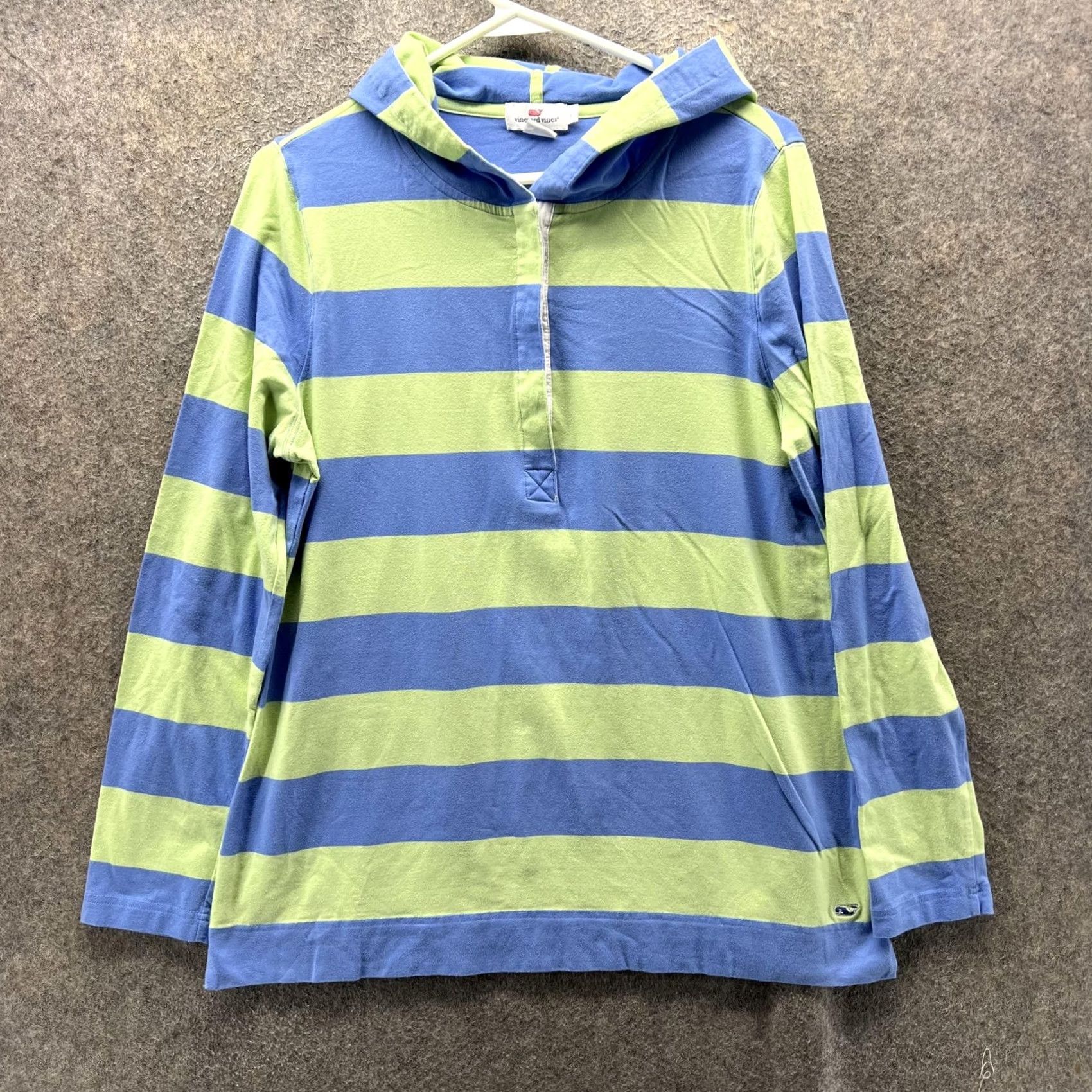Vineyard Vines Vineyard Vines Shirt Womens Large Blue Green Stripe Hooded Collared Long Sleeve Size L / US 10 / IT 46 - 2 Thumbnail
