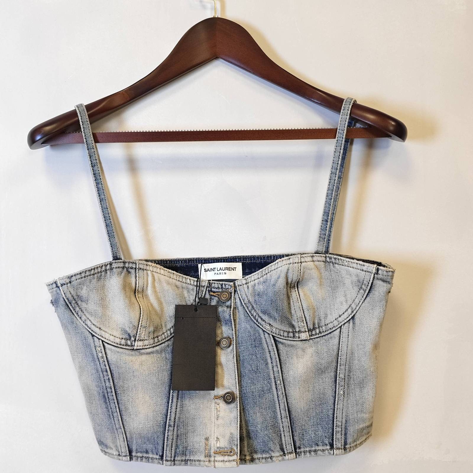 Saint Laurent Paris Saint Laurent Light Blue Denim Crop Top Size 40 Size M / US 6-8 / IT 42-44 - 1 Thumbnail
