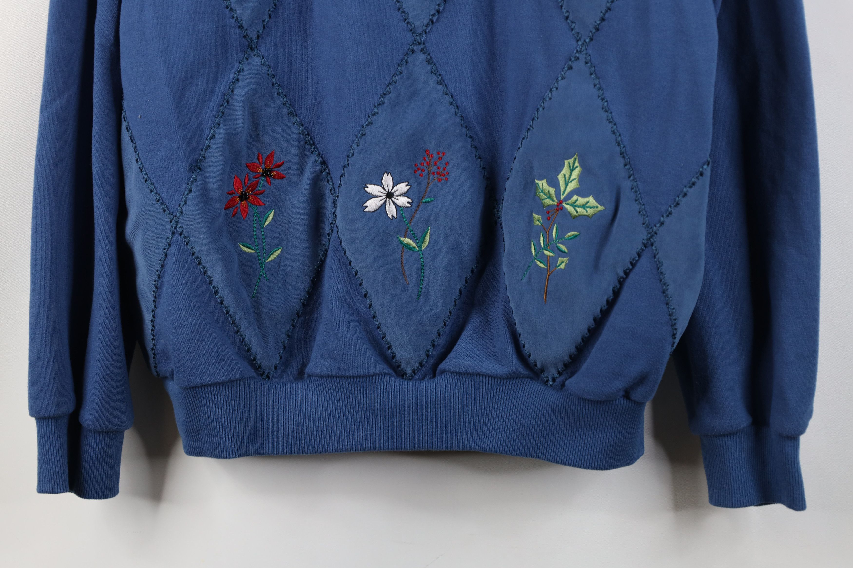 Vintage Vintage 90s Streetwear Flower Bird Mock Neck Sweatshirt Size L / US 10 / IT 46 - 3 Thumbnail