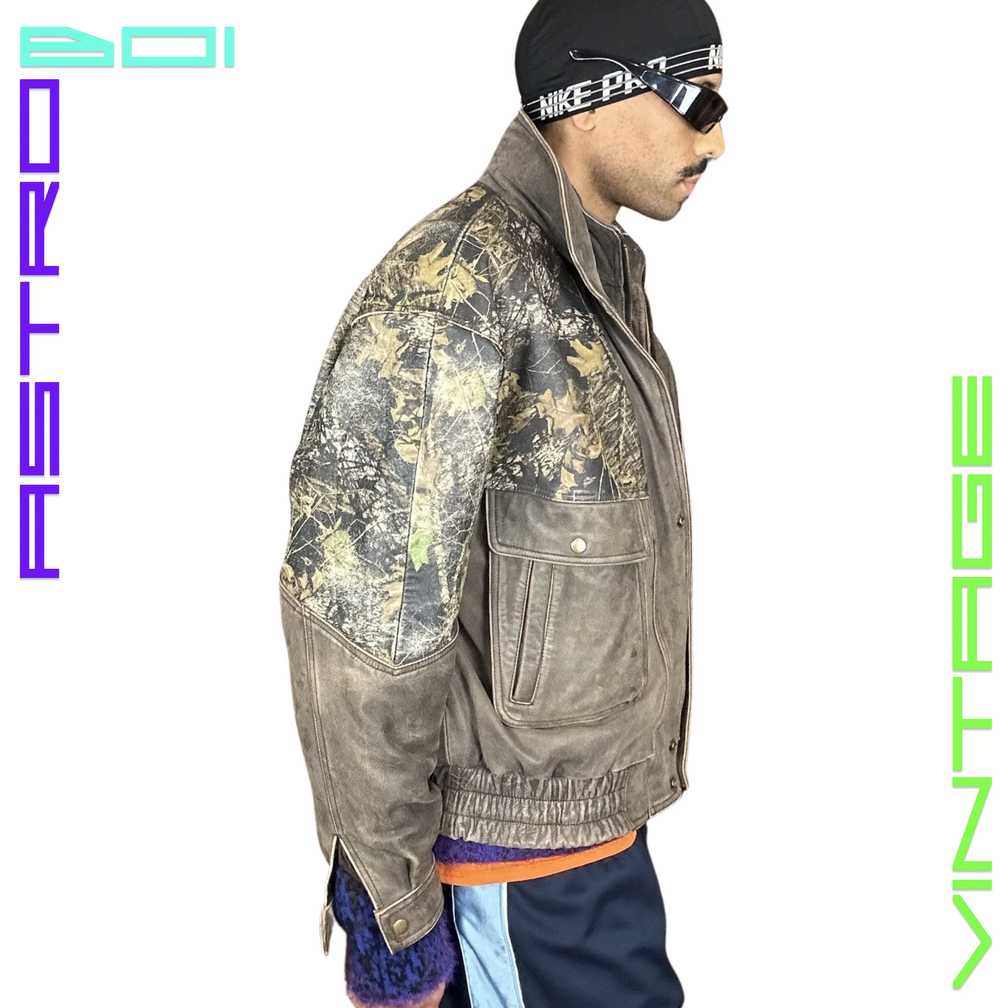 Other WEBER Brown Real Tree Camo Leather Bomber Jacket - Large Size US L / EU 52-54 / 3 - 11 Thumbnail