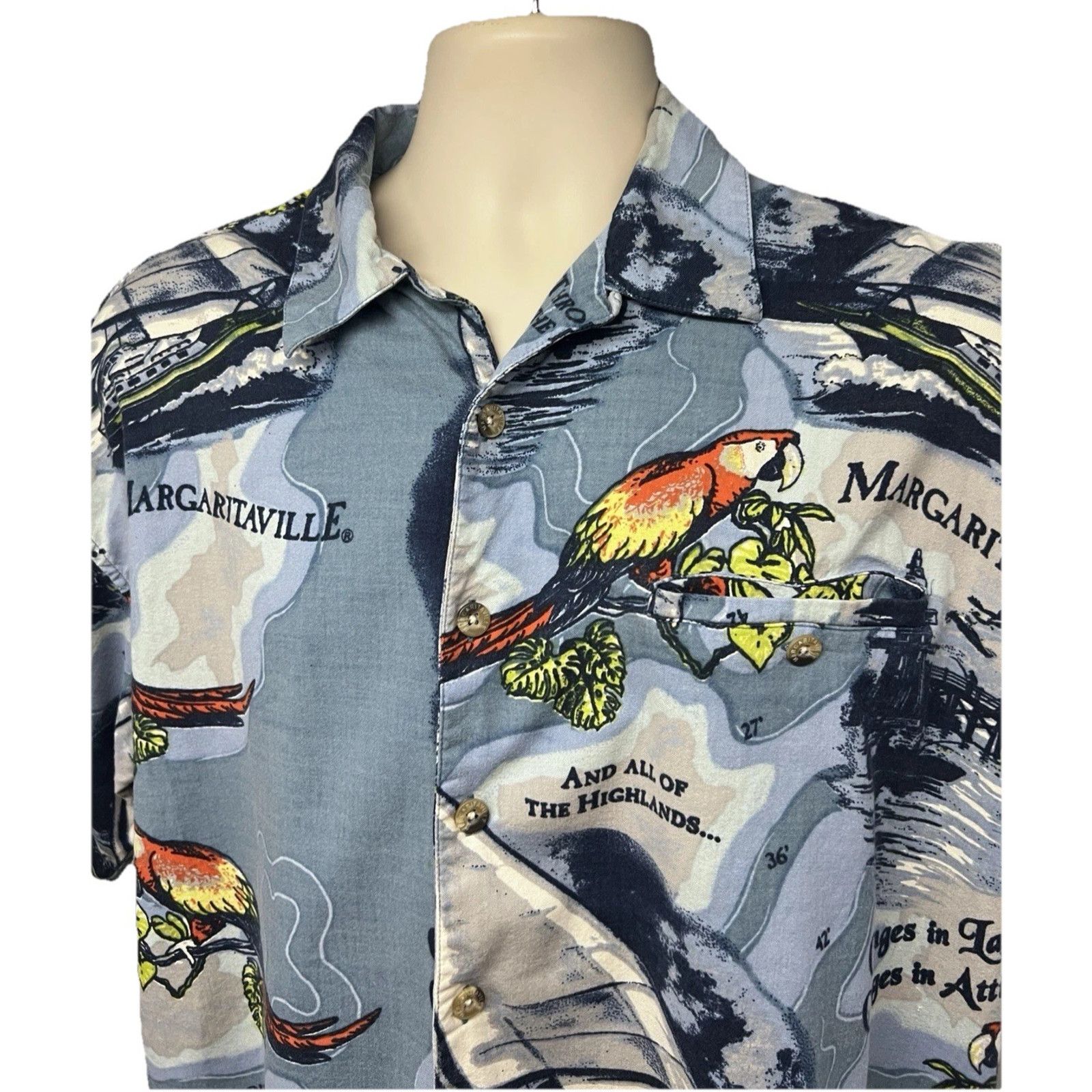 Vintage Jimmy Buffett Margaritaville Hawaiian Camp Shirt XL Pocket Size US XL / EU 56 / 4 - 4 Thumbnail