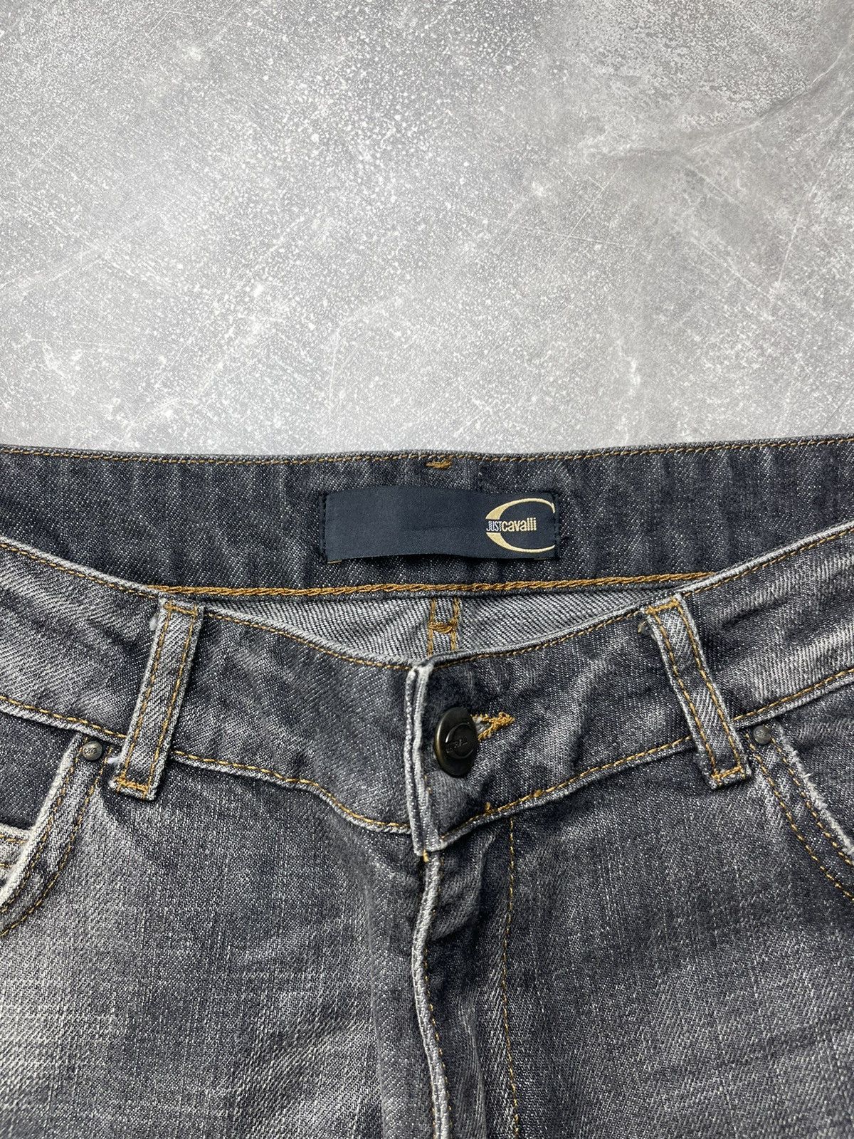 Just Cavalli × Roberto Cavalli Just Cavalli Roberto Cavalli Gray Faded Logo Flared Jeans Size 29" - 10 Thumbnail