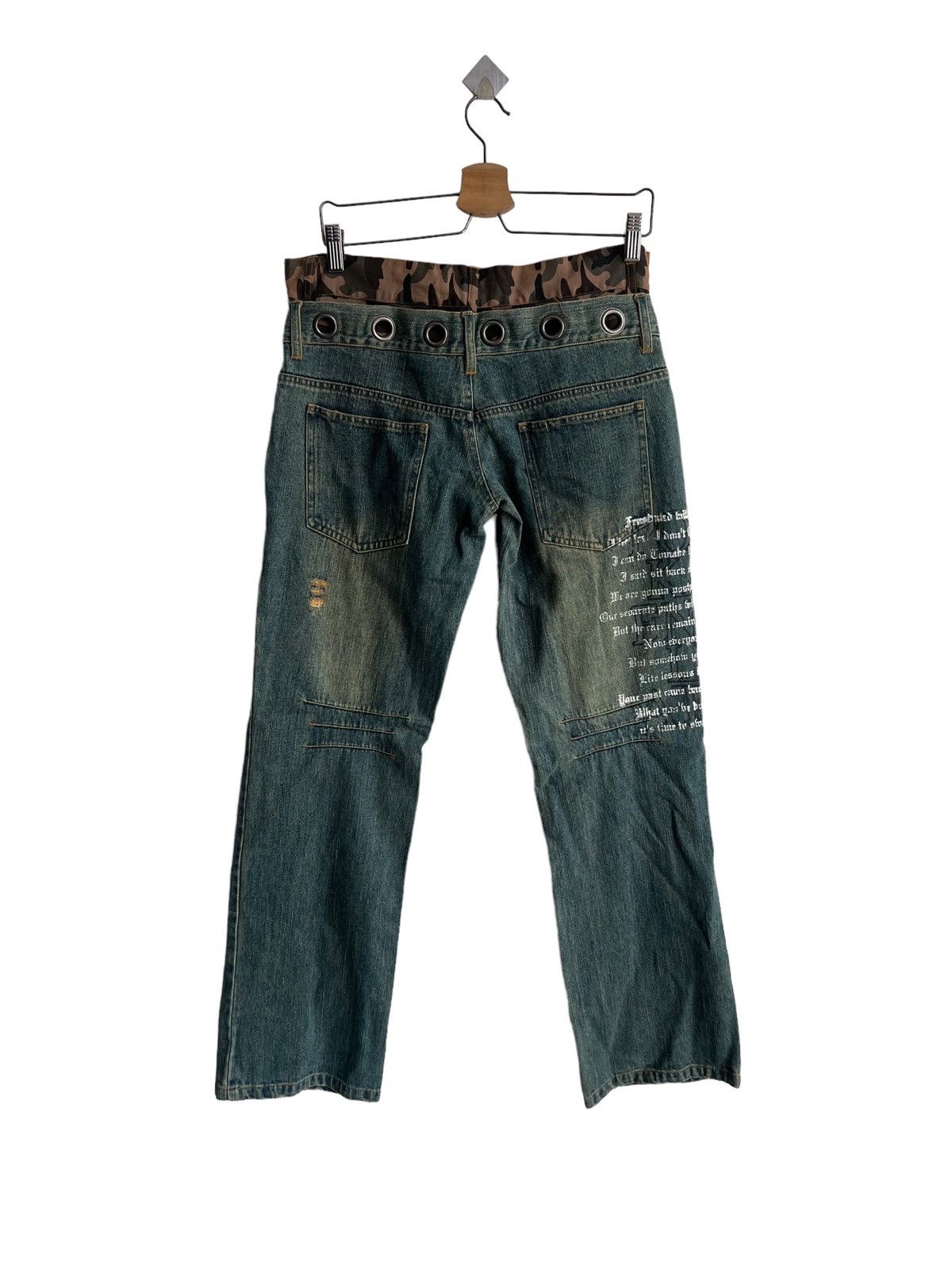 If Six Was Nine ITA "Anarchy Poems" Bullet Hole Double Waist Hybrid Denim Size US 32 / EU 48 - 10 Thumbnail