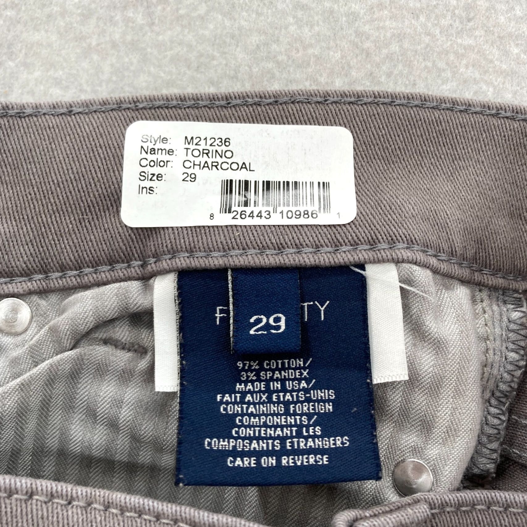 Vintage Fidelity Denim Torino Jeans Mens 29x34 Slim Fit Charcoal Gray Stretch Denim NWT Size US 29 - 5 Thumbnail