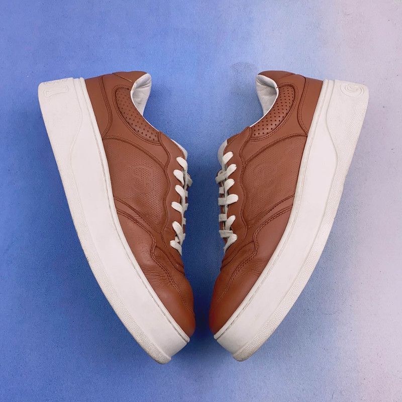 Gucci Gucci Chunky B Brown Leather Low-Top Sneakers - Size US 11 / EU 44 - 7 Thumbnail