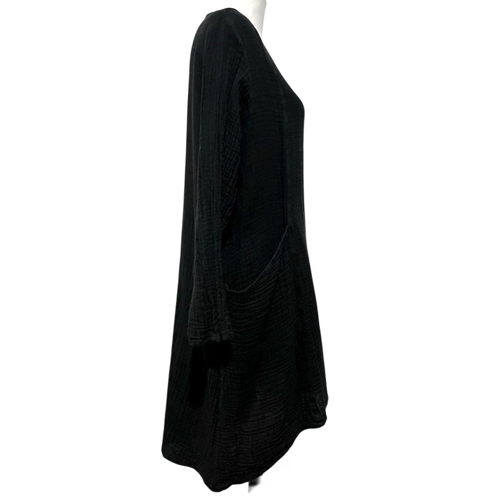 Vintage Shannon Passero Dress Tunic Black 100% Cotton Long Sleeve Sz L Gauzy Vintage? No Size L / US 10 / IT 46 - 7 Thumbnail