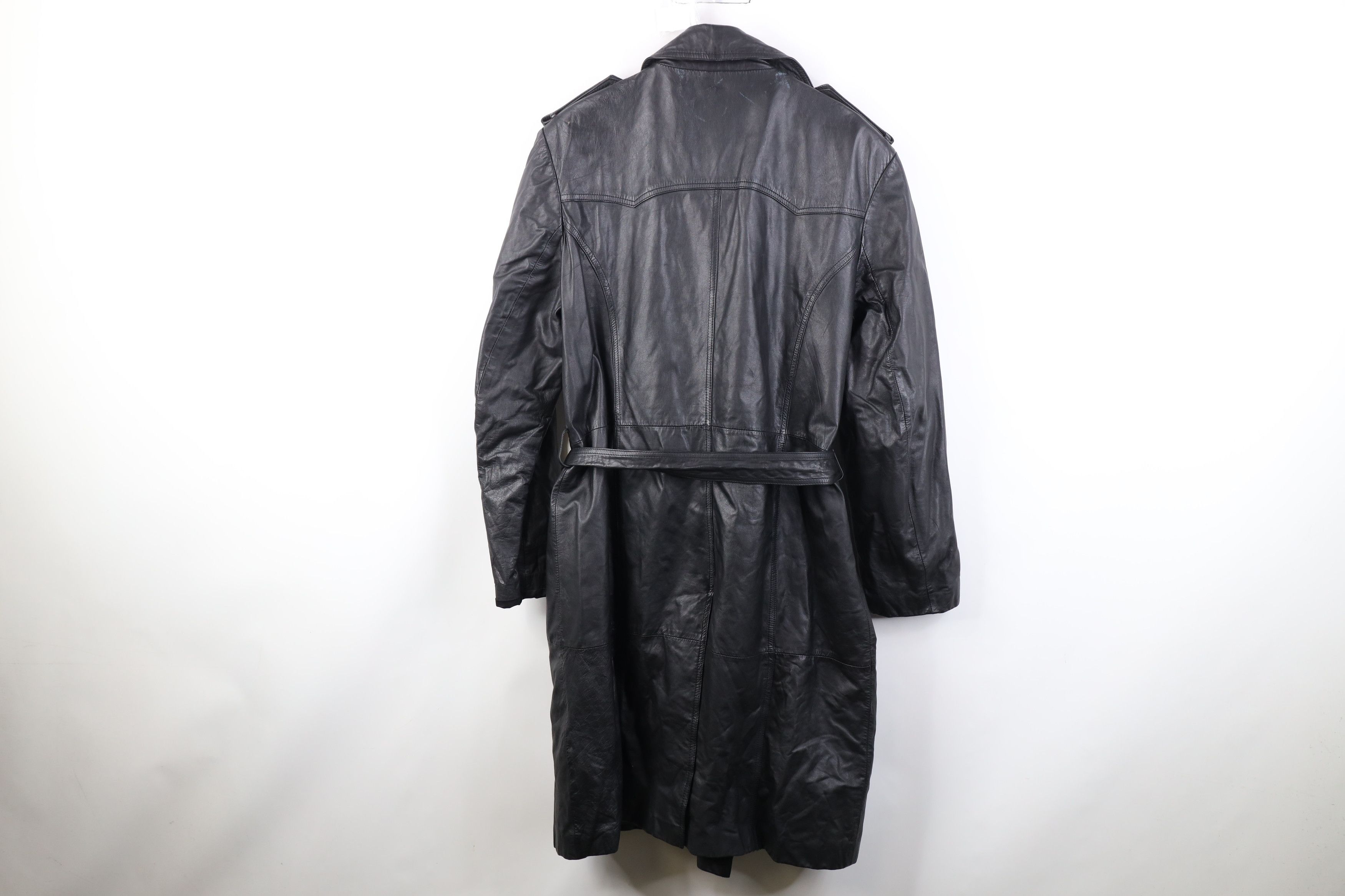 Vintage Vintage 70s Streetwear Breasted Leather Belted Trench Coat Size US XXL / EU 58 / 5 - 13 Thumbnail