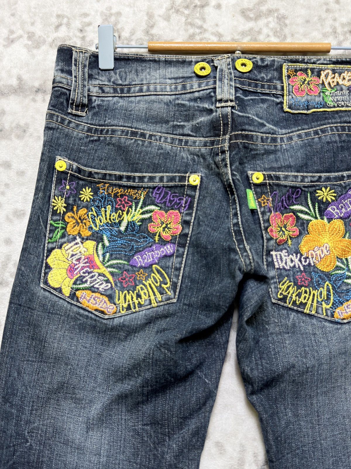 Hysteric Glamour Happiness Y2K Low Rise Floral Embroidered Graffiti Denim Size US 30 / EU 46 - 9 Thumbnail