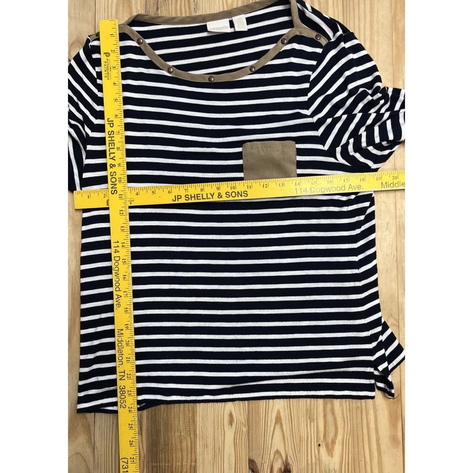 Chicos Chico's Indigo White Jumper Top Faux Suede Trim Size 2 Size L / US 10 / IT 46 - 6 Thumbnail