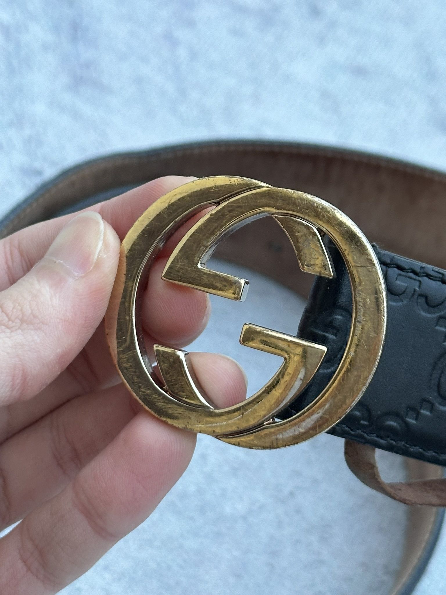 Gucci Gucci Belt Guccissima GG Monogram Black, Golden Buckle Size ONE SIZE - 4 Thumbnail