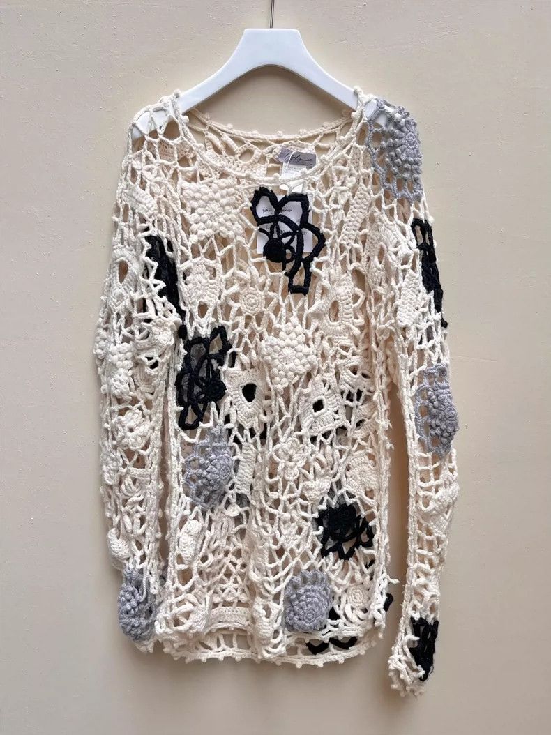 Yohji Yamamoto Yohji Yamamoto 1980s Maru Text Early Hand-made Hollowed-out Size ONE SIZE - 6 Thumbnail