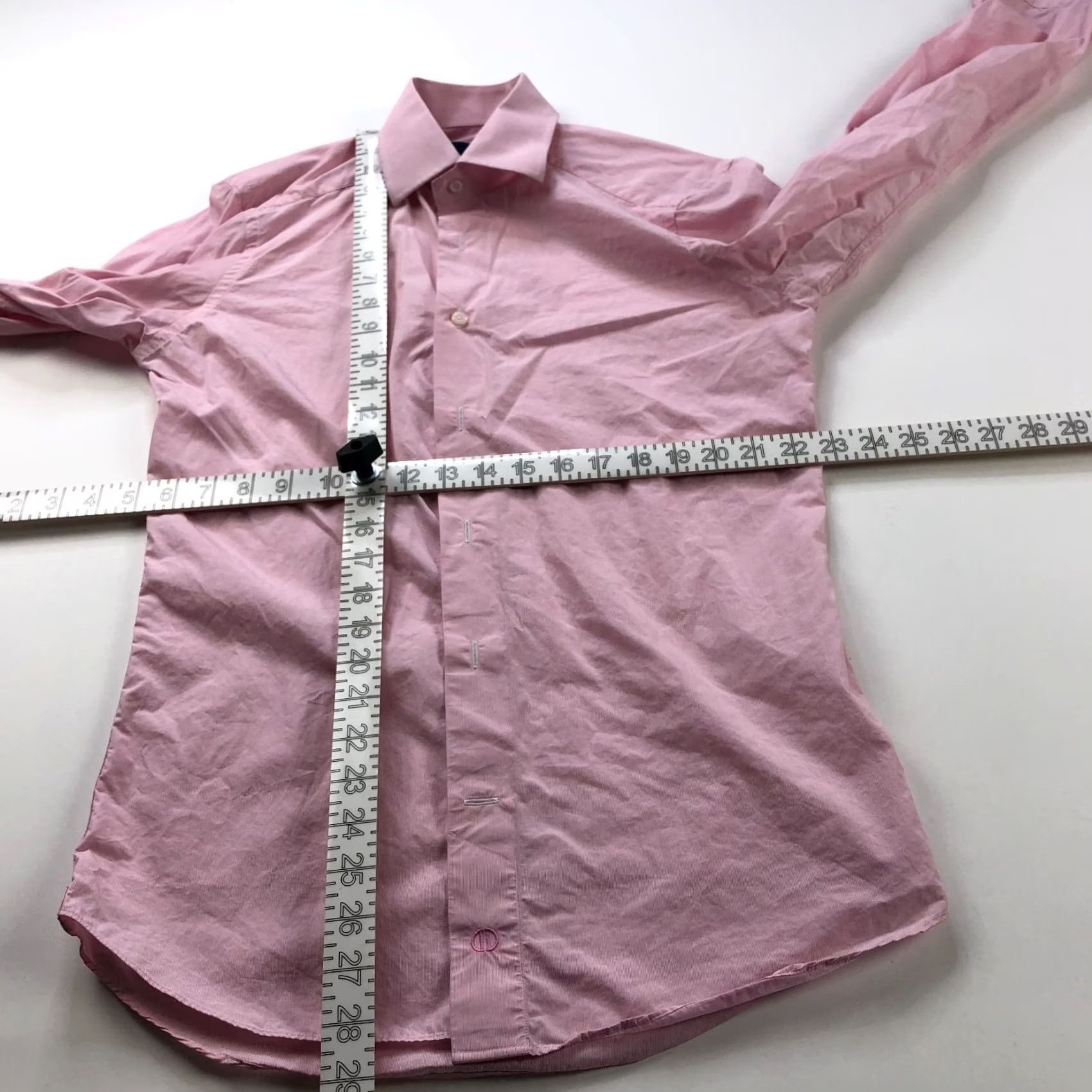 David Donahue David Donahue Shirt 15 Striped Long Sleeve Button Pink Dress Shirt, Slim Fit, 32/33, 100% Cotton, Regular, Men Size 40R - 3 Thumbnail