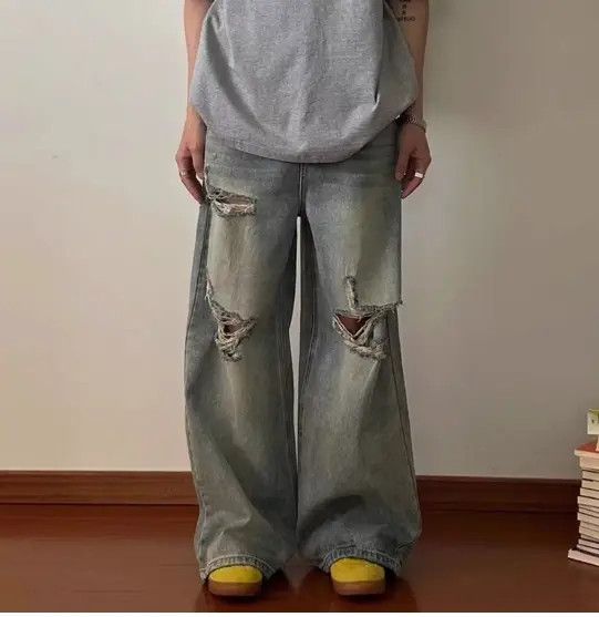 Jean Matsumoto x Mai Baggy Distressed Denim Jeans Size US 28 / EU 44 - 7 Thumbnail
