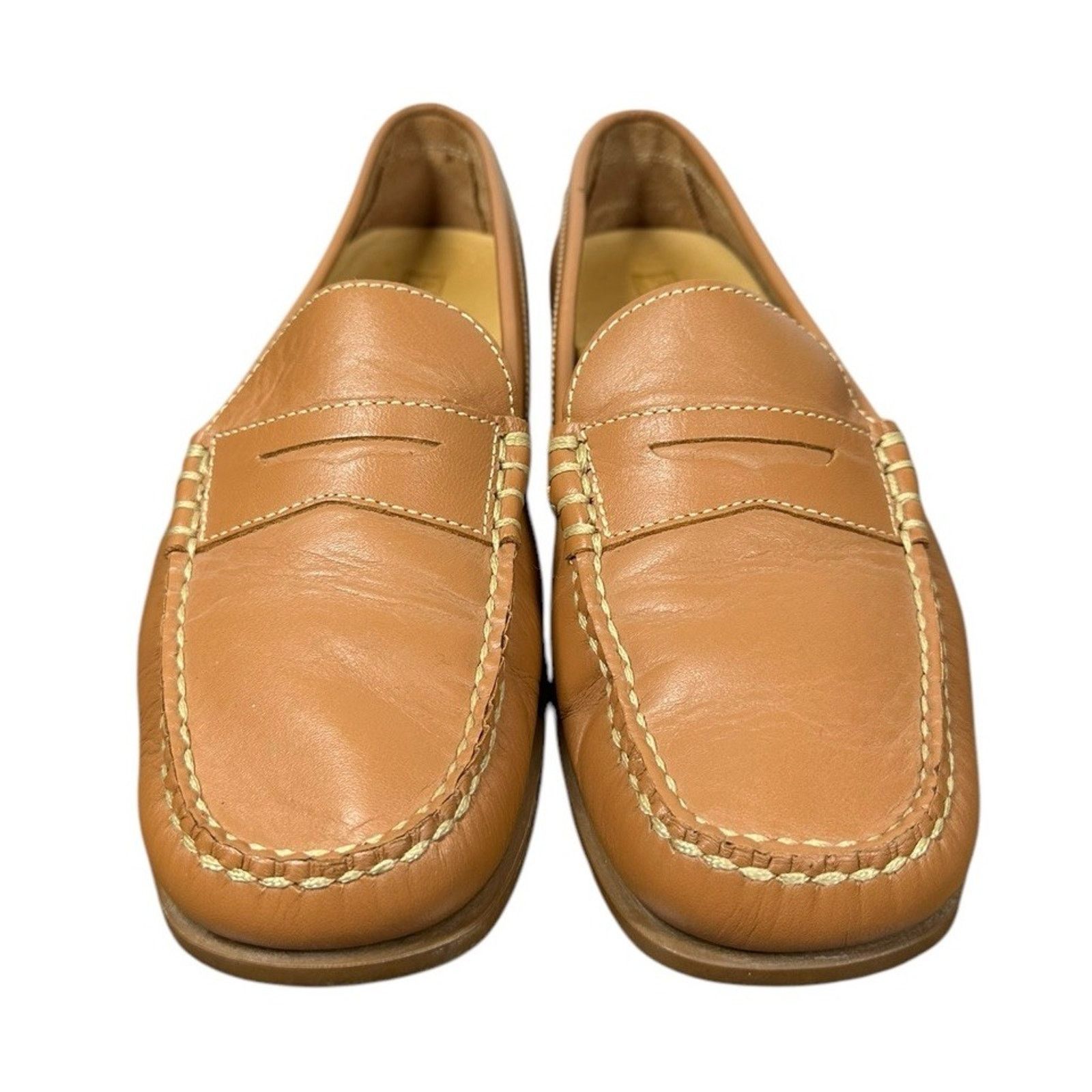 Lands' End Lands End Tan Leather Penny Loafers Driving Moccasins 7.5 W Size US 7.5 / IT 37.5 - 4 Thumbnail