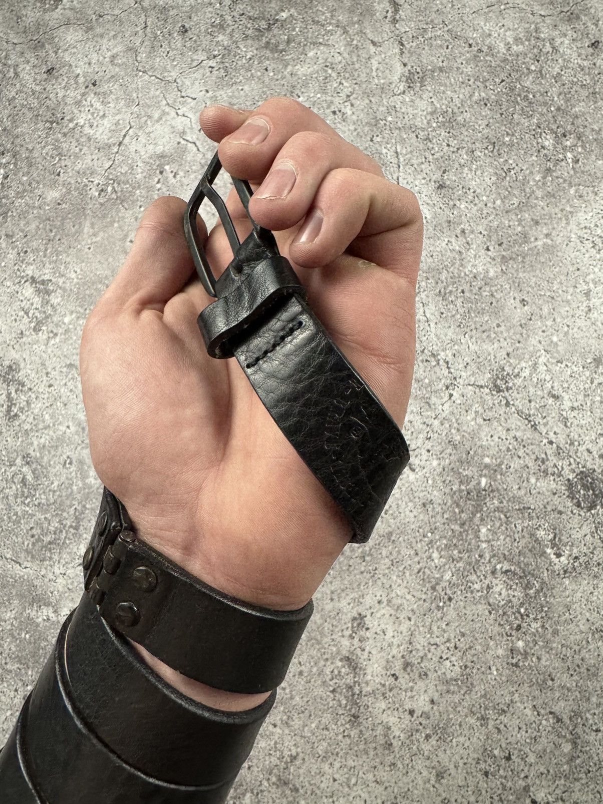 Diesel VINTAGE DIESEL PUNK HEAD Y2K METAL/LEATHER DETAILS BELT