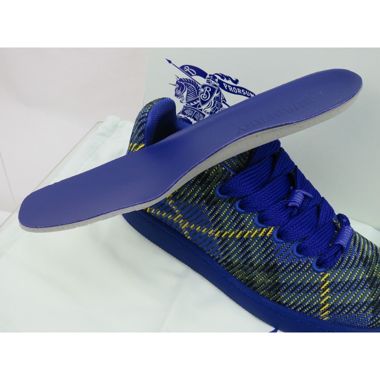 Burberry BURBERRY BOX NAVY BLUE CHECK CANVAS LOGO SNEAKERS 9 US 42 Size US 9 / EU 42 - 6 Thumbnail