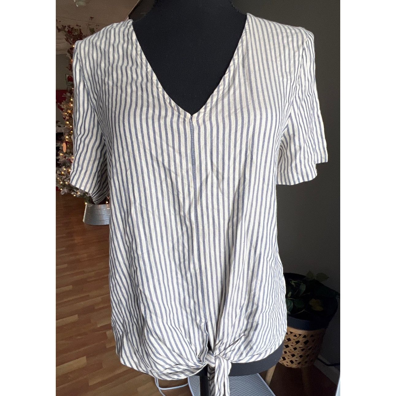 Madewell MADEWELL Blue and White Striped Short sleeve top small boho Size S / US 4 / IT 40 - 1 Thumbnail