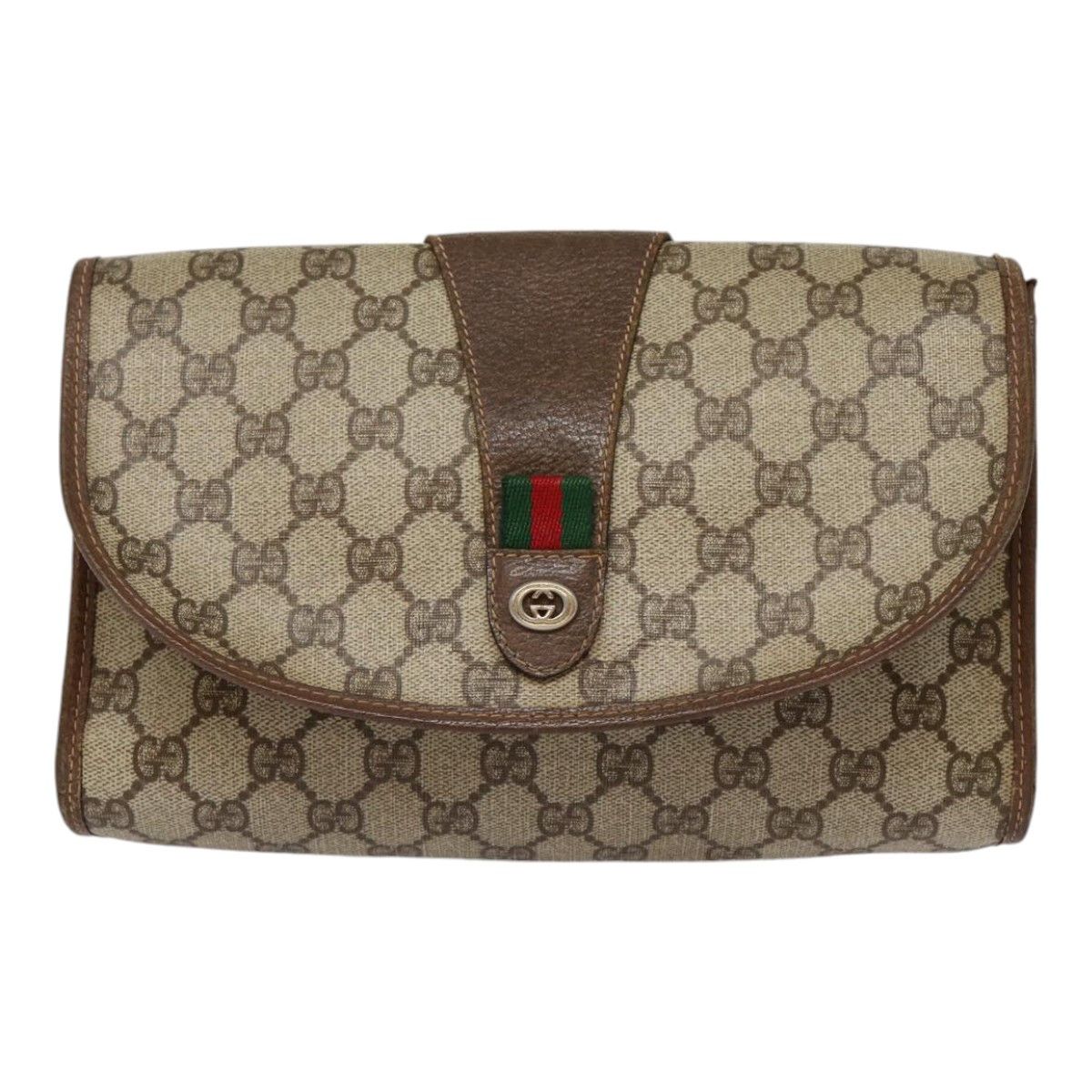 Gg Canvas Beige Canvas Clutch Bag (Pre-Owned)