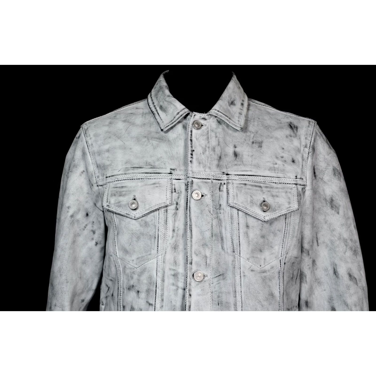 Allsaints All Saints Dixon Leather Jacket Men L Gray Motorcycle Jacket Size US L / EU 52-54 / 3 - 7 Thumbnail
