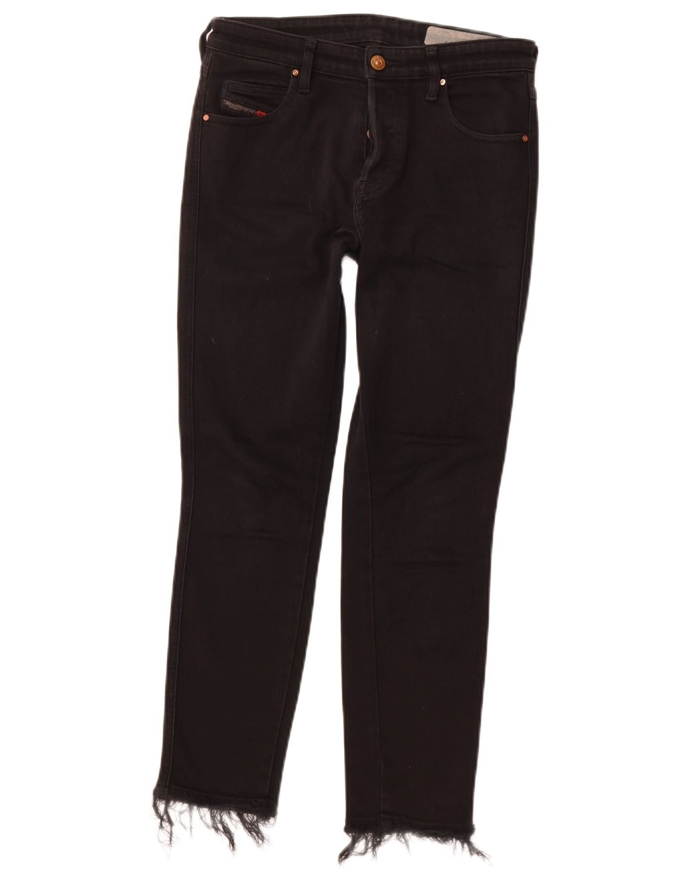 Diesel Womens Cropped Jeans W26 L25 Black Cotton Size 42" / US 20 - 1 Thumbnail
