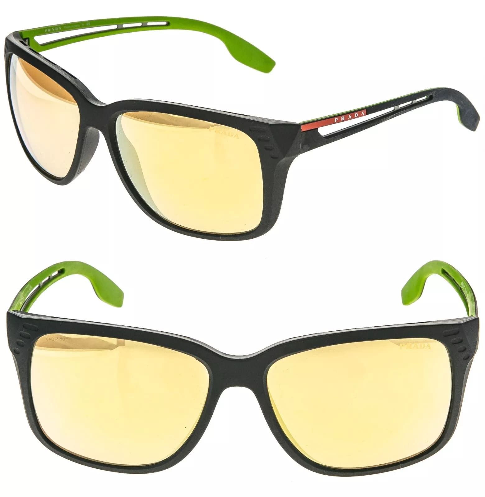 Prada PRADA 03T LINEA ROSSA PS03TS Black Yellow Sport Sunglasses Size ONE SIZE - 1 Thumbnail