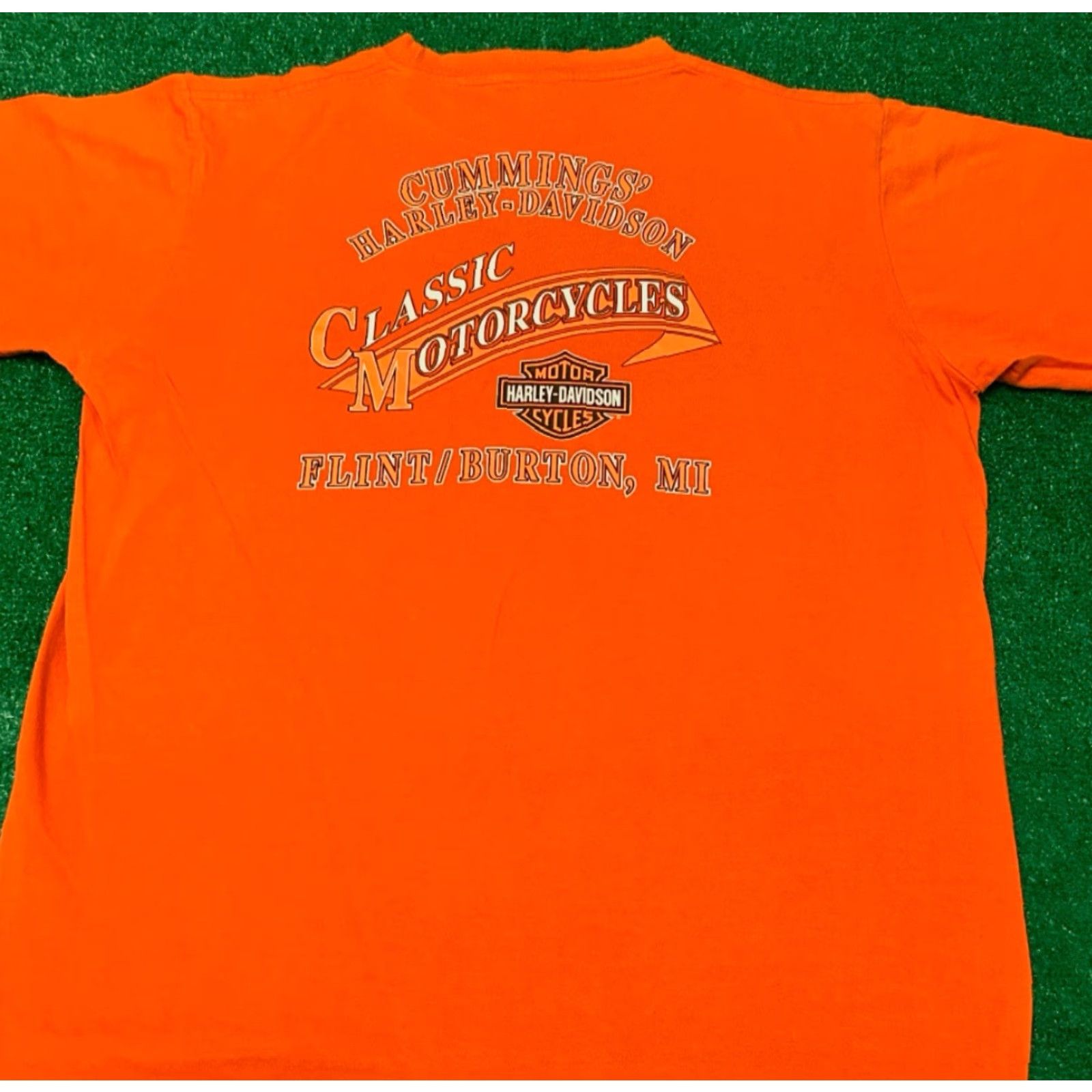 Harley Davidson VINTAGE Harley-Davidson T-Shirt Mens XL Orange 90s Biker Logo Y2K Flint Michigan 2005 Shirt Logo Mens XL Size US XL / EU 56 / 4 - 2 Thumbnail