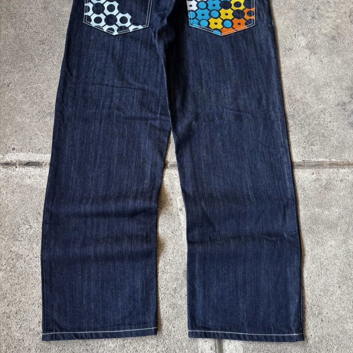 Enyce BAGGY VINTAGE Y2K ENYCE HEX STYLE EMBROIDERED DENIM JEANS Size US 34 / EU 50 - 3 Thumbnail