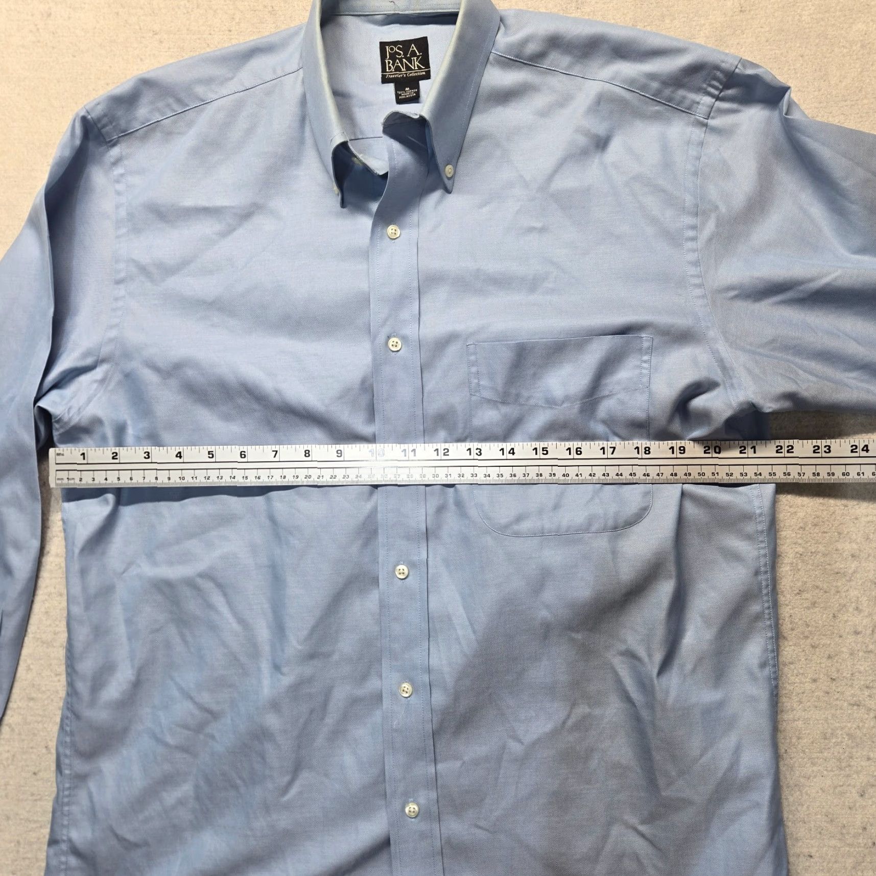 Jos. A. Bank Jos. A. Bank Solid Blue Long Sleeve Button-Up Shirt Adult Medium Mens Size US M / EU 48-50 / 2 - 3 Thumbnail
