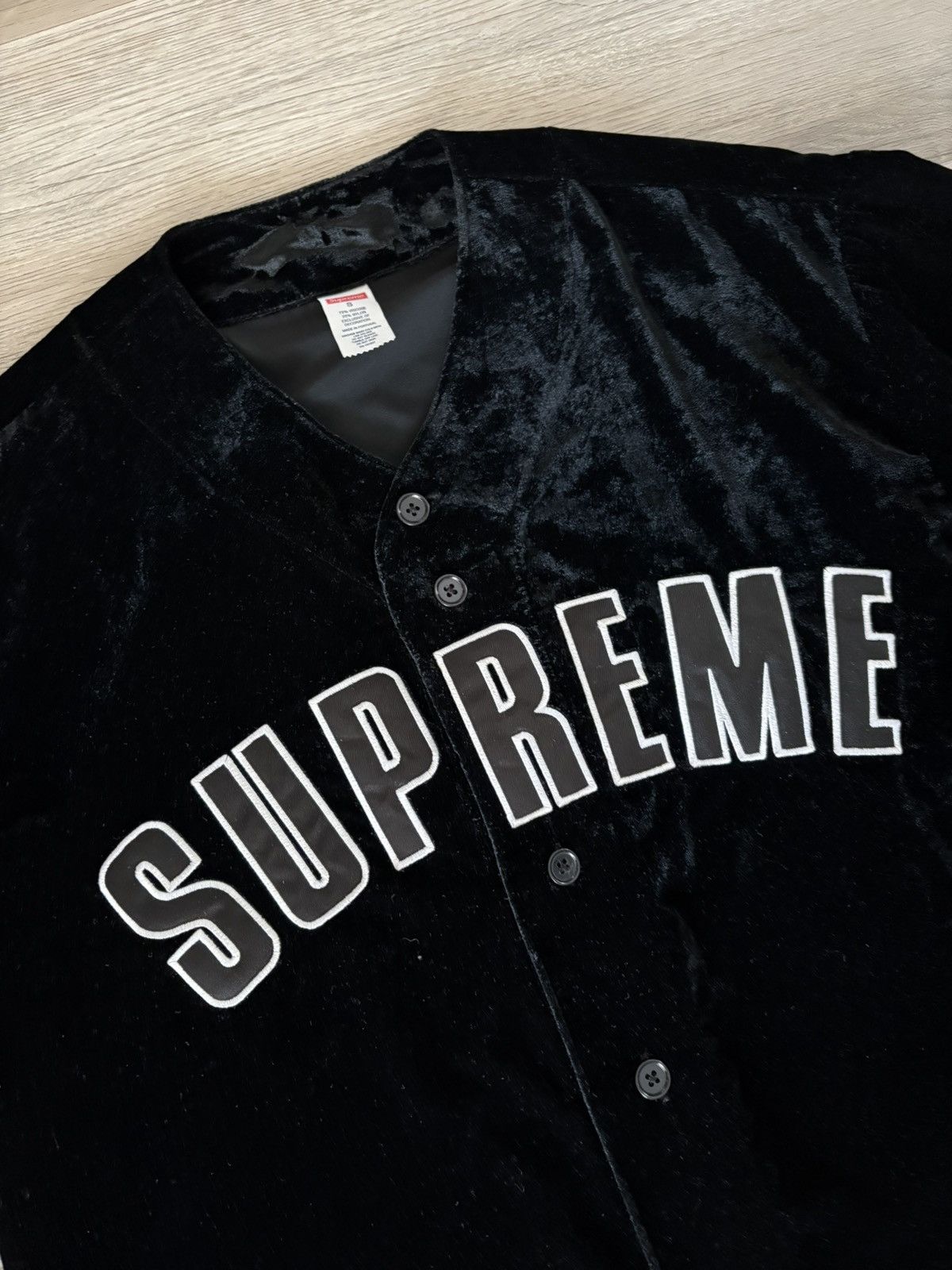 Supreme Supreme Velvet Baseball Jersey SS25 Black Size US S / EU 44-46 / 1 - 2 Thumbnail
