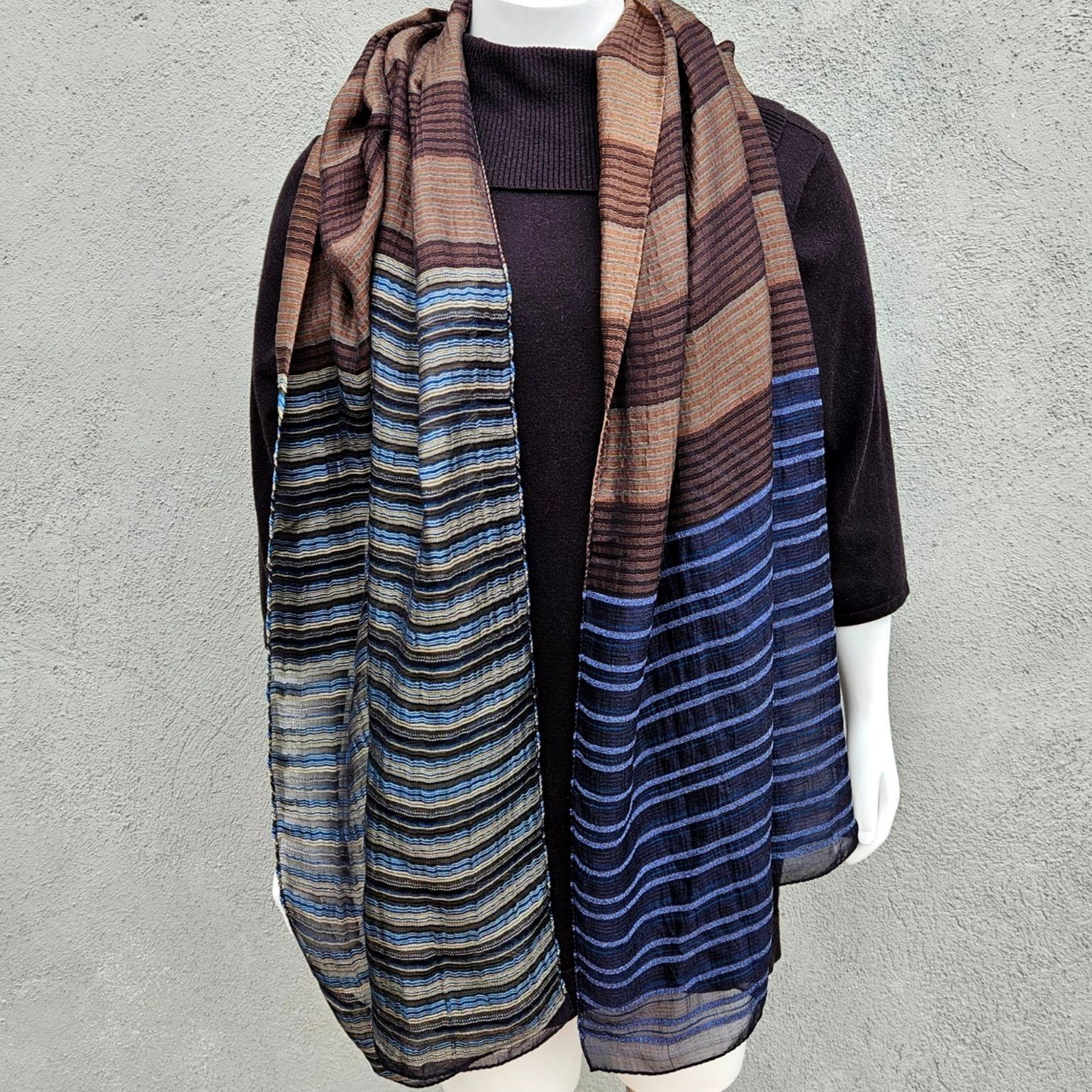 Etro Vintage Etro Milano 40% Silk Woven Stripe Shawl 26 x 80" Size ONE SIZE - 1 Thumbnail