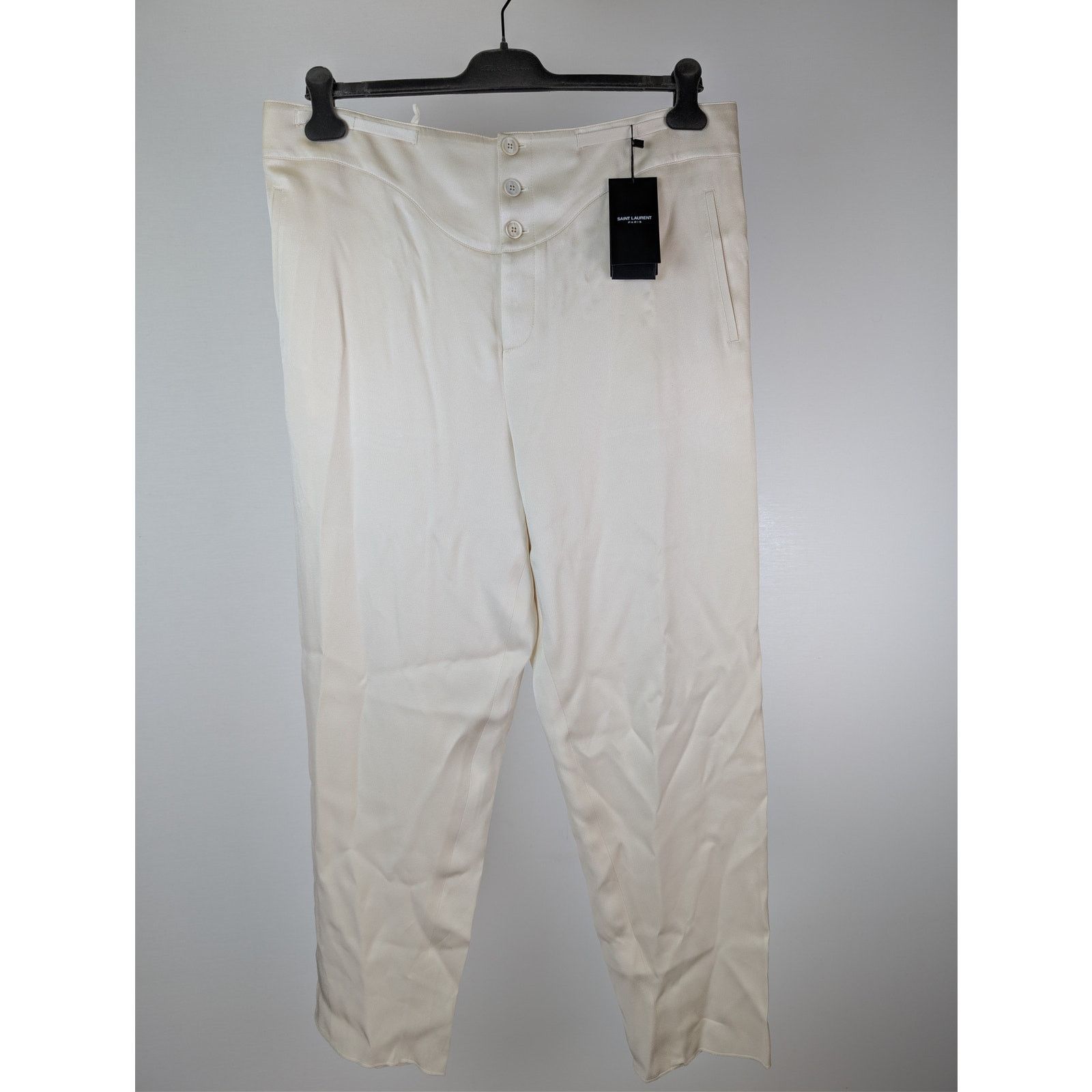 Saint Laurent Paris o1rshd1 Satin Crepe Pants in Craie Size US 38 / EU 54 - 2 Thumbnail