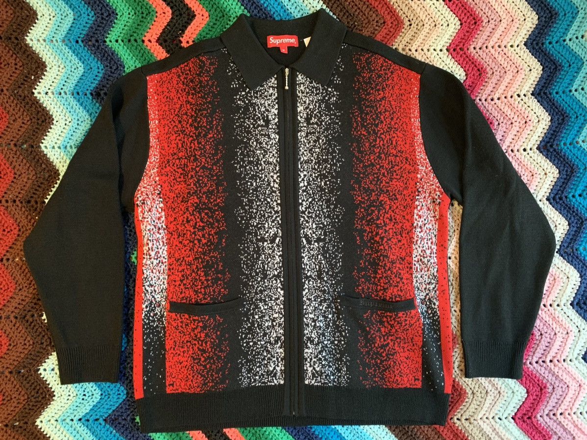 Supreme Supreme Gradient Stripe Zip Up Cardigan SS22 Black Red M | Grailed