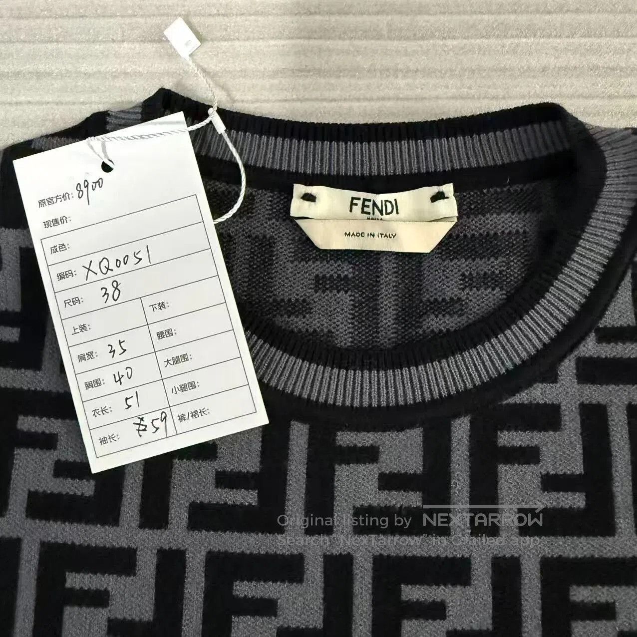 Fendi fendi black gray double f knit sweater. Size US M / EU 48-50 / 2 - 4 Thumbnail