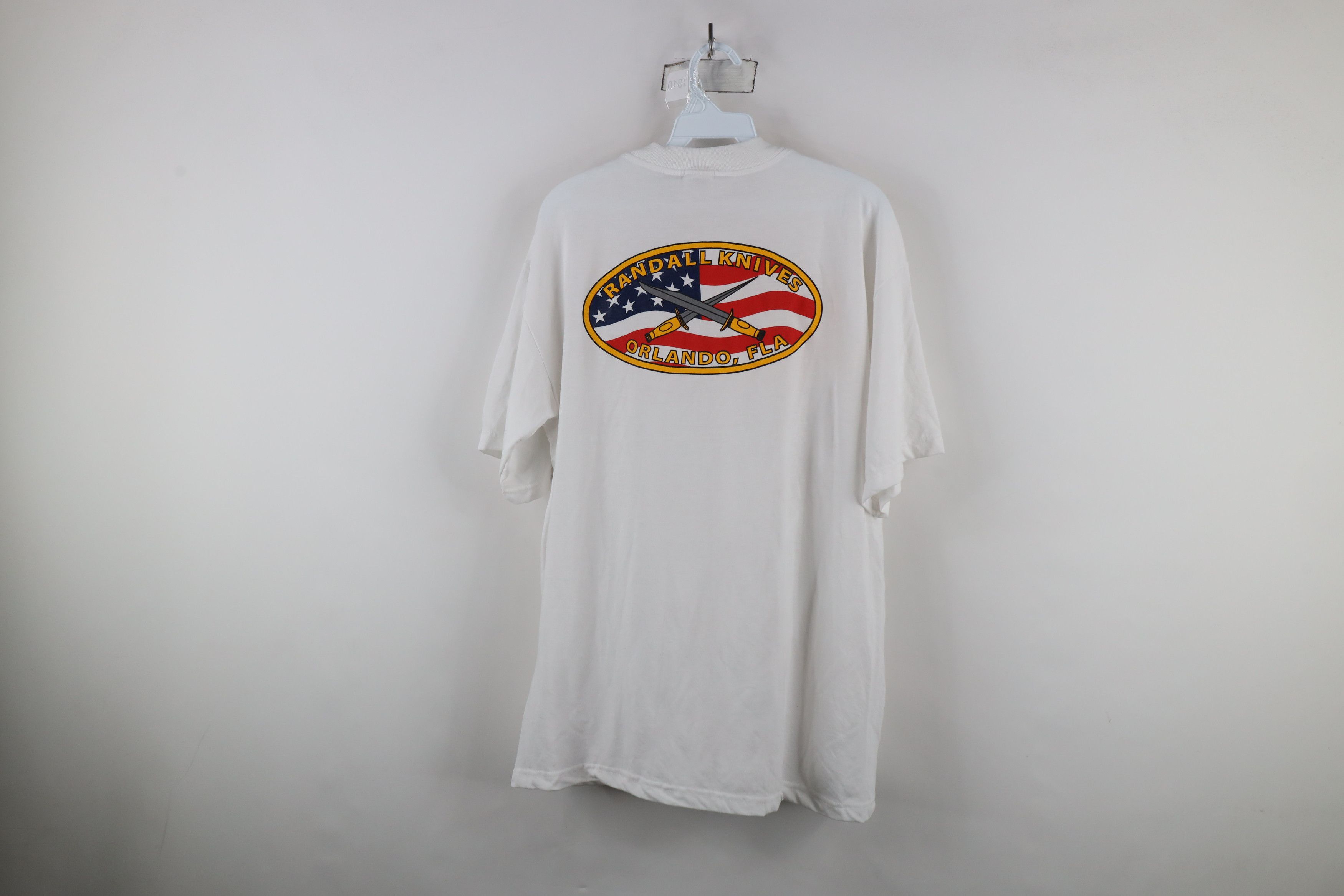 Vintage Vintage 90s Randall Made Knives Pocket T-Shirt White USA Size US L / EU 52-54 / 3 - 10 Thumbnail