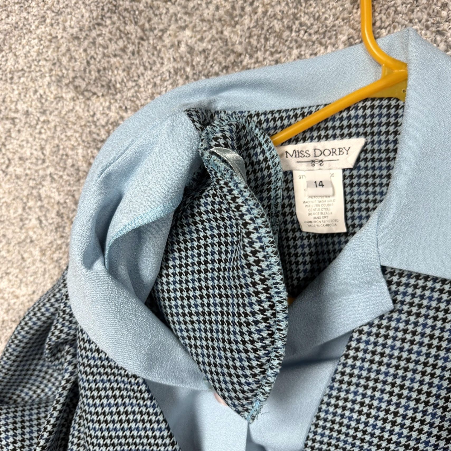 Vintage Miss Dorby Blazer 14 Blue Black Houndstooth Classic Office Career Light Academia Women Blazer Size XL / US 12-14 / IT 48-50 - 5 Thumbnail