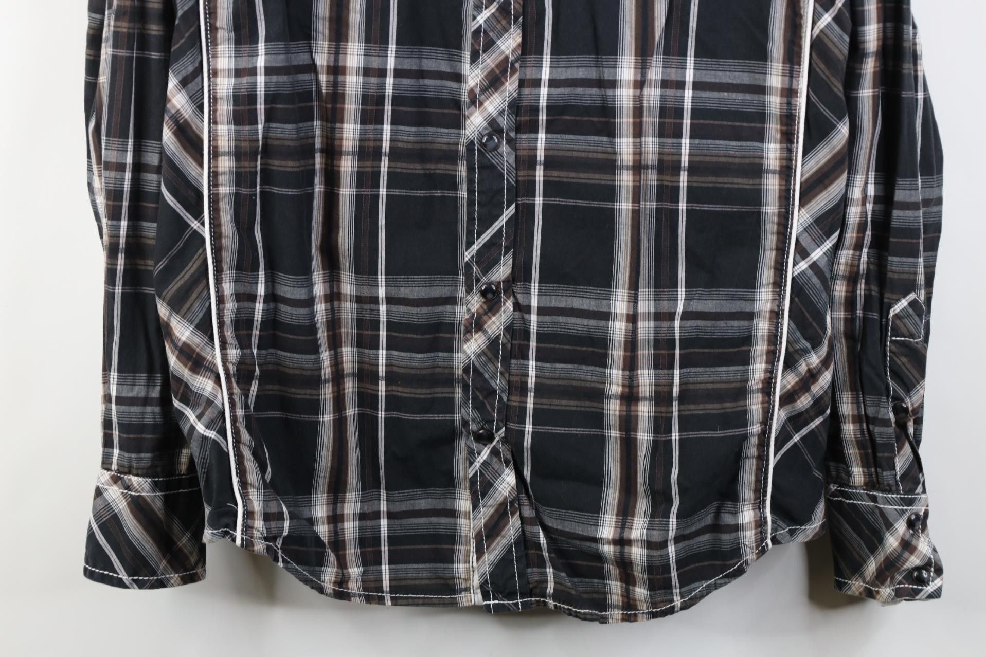 Vintage Buckle BKE Athletic Stitch Snap Button Collared Shirt Plaid Size US L / EU 52-54 / 3 - 3 Thumbnail