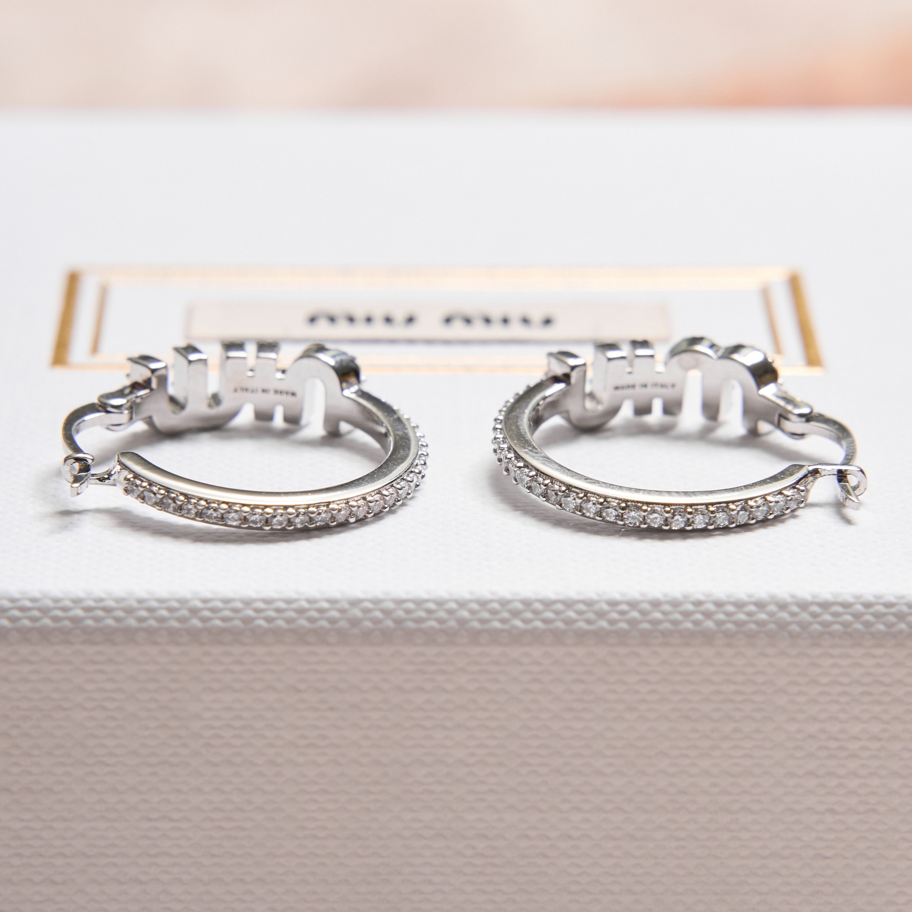 Miu Miu MIU MIU Metal Earrings With Artificial Crystals Size ONE SIZE - 2 Thumbnail