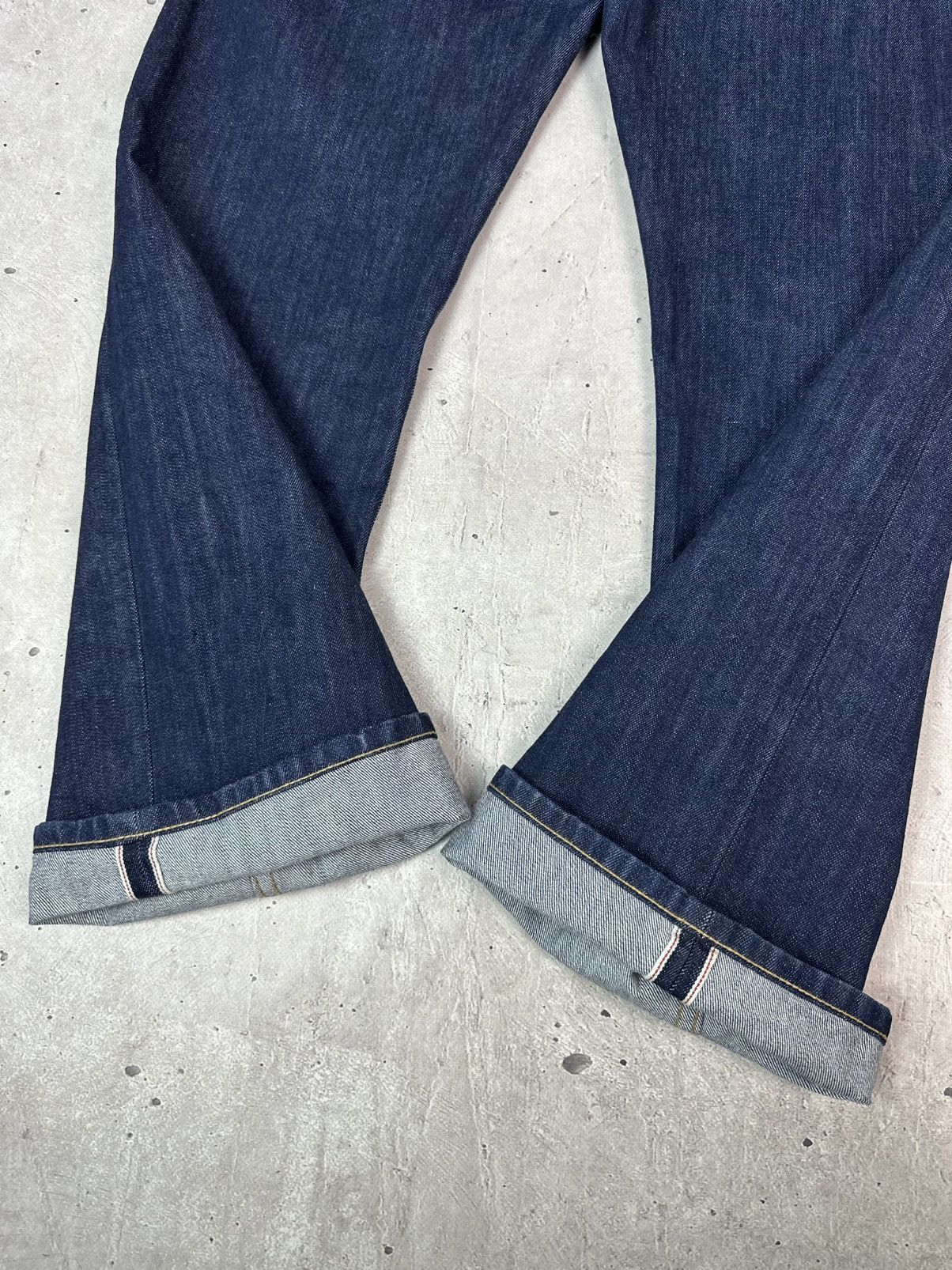 Japanese Brand Mbbcar Selvedge Navy Cotton Wide-Leg Men’s Indigo Jeans Size US 34 / EU 50 - 9 Thumbnail