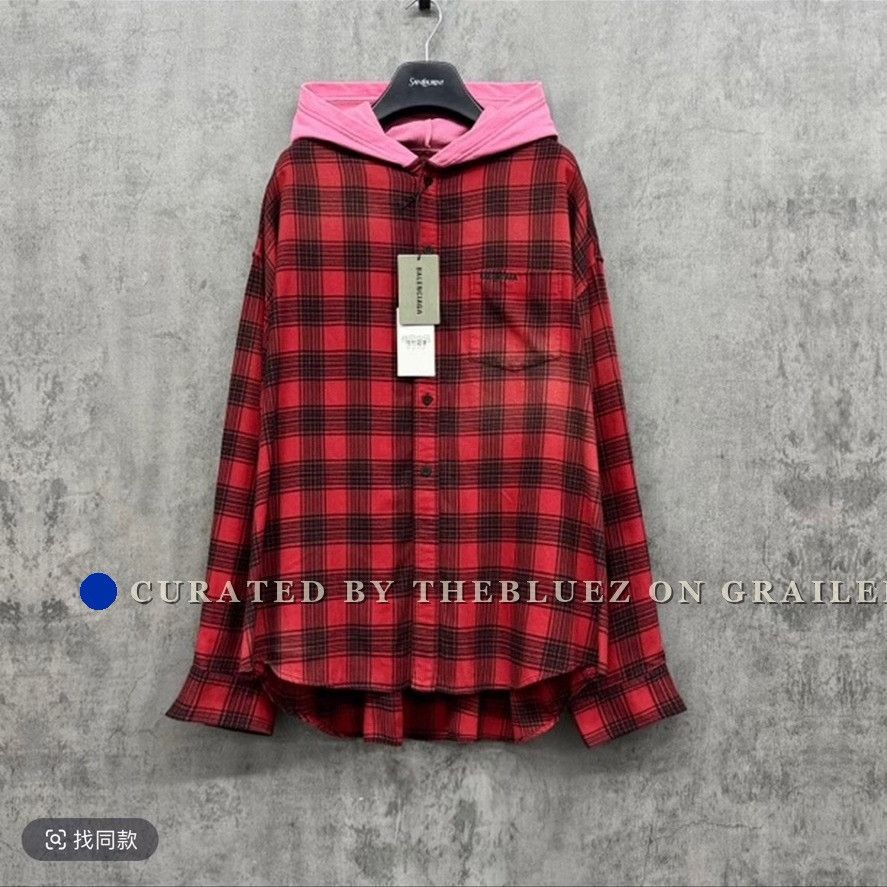 Balenciaga Balenciaga Bleached Flannel Check Shirt Jacket with