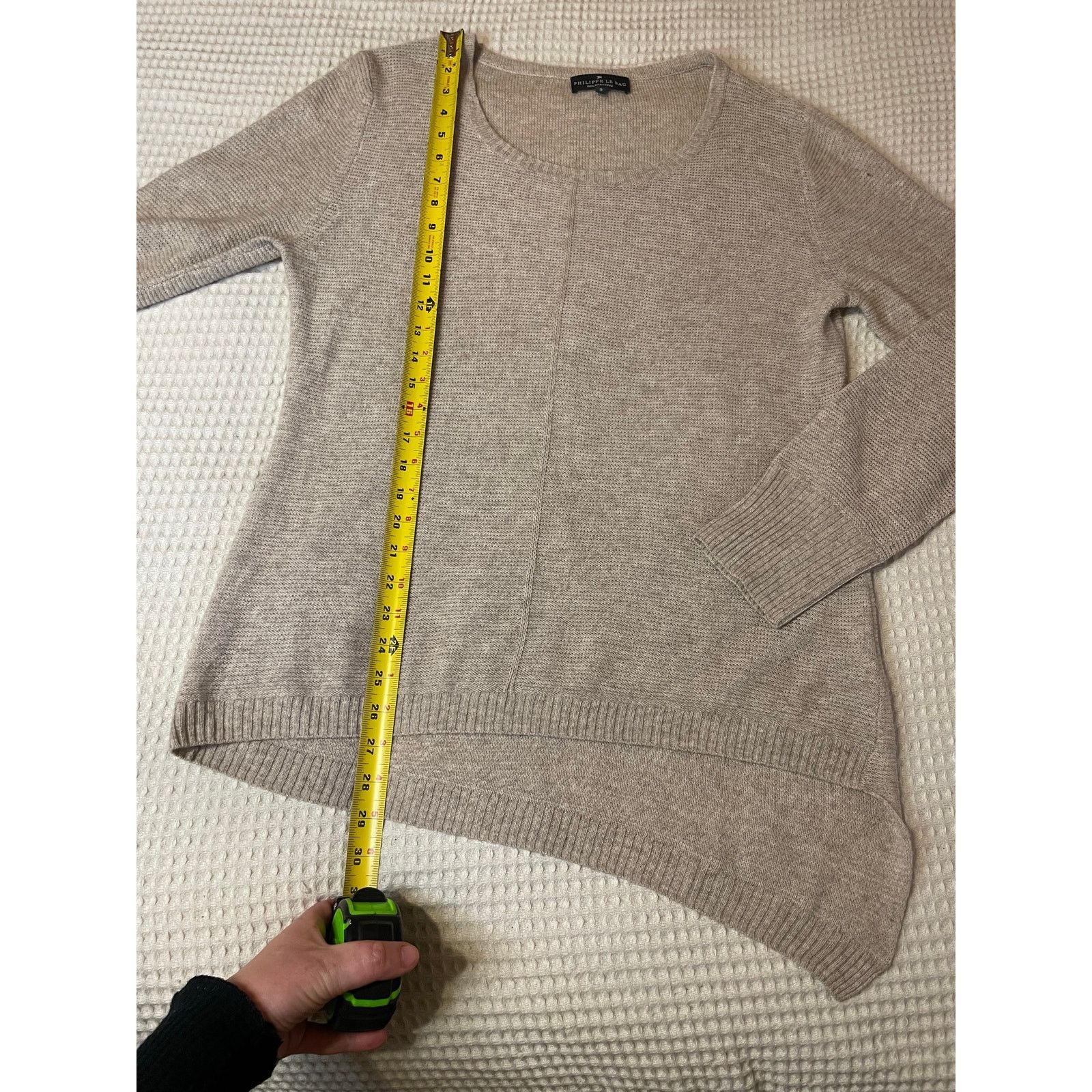 Other Philippe Le Bac Cashmere Gray Asymmetrical Hem Knit Sweater Size L / US 10 / IT 46 - 8 Thumbnail
