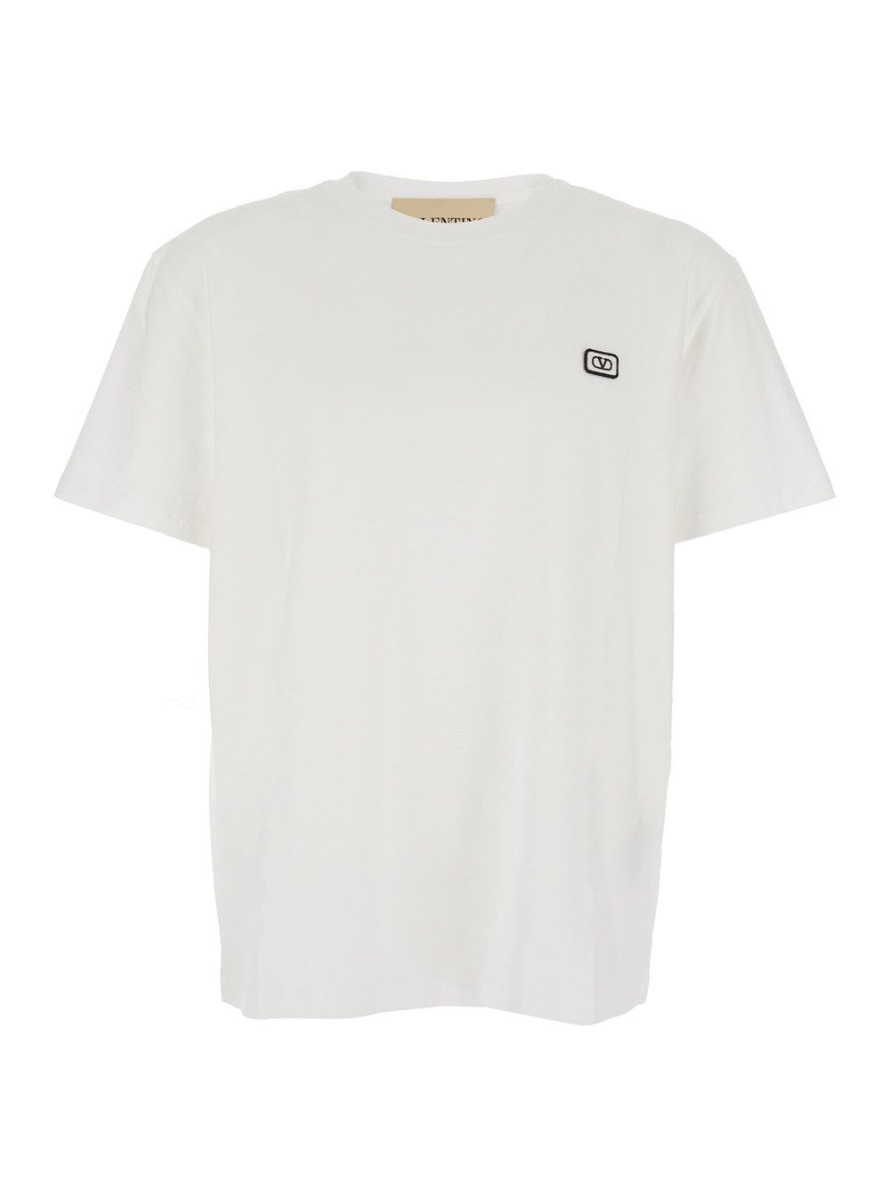Valentino White Crewneck T-Shirt with VLogo on the Front in Cotton Man Size US S / EU 44-46 / 1 - 1 Thumbnail