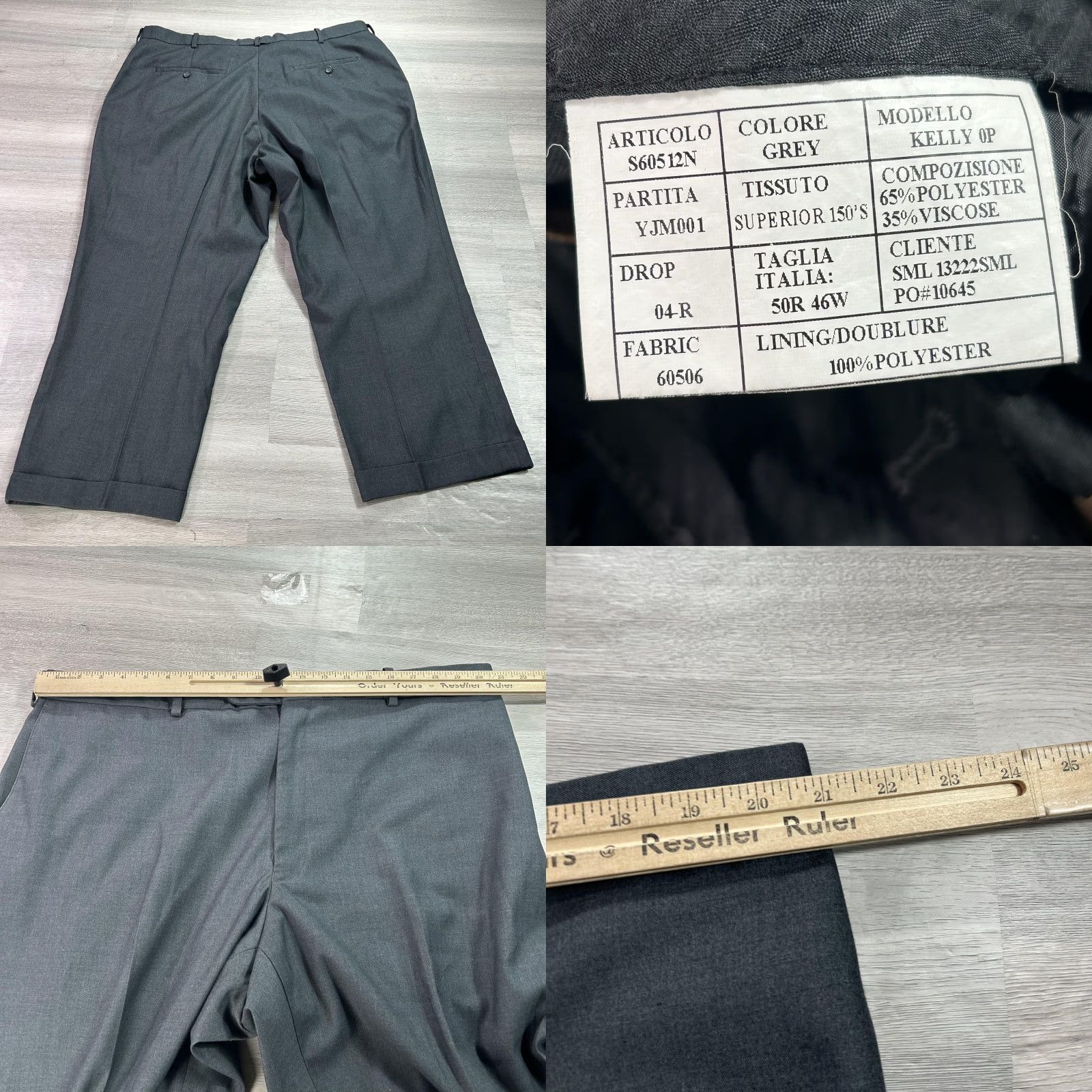 Vintage Caravelli Suit Mens 50R Jacket 42x26 Pants Gray Solid 2 Piece Dress Business Size 50R - 9 Thumbnail
