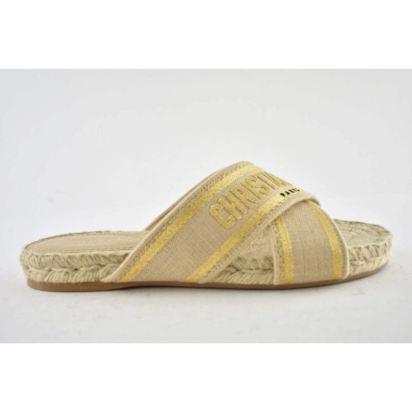 Dior Christian Dior Granville Dway Gold Beige Espadrille Size US 5 / IT 35 - 3 Thumbnail