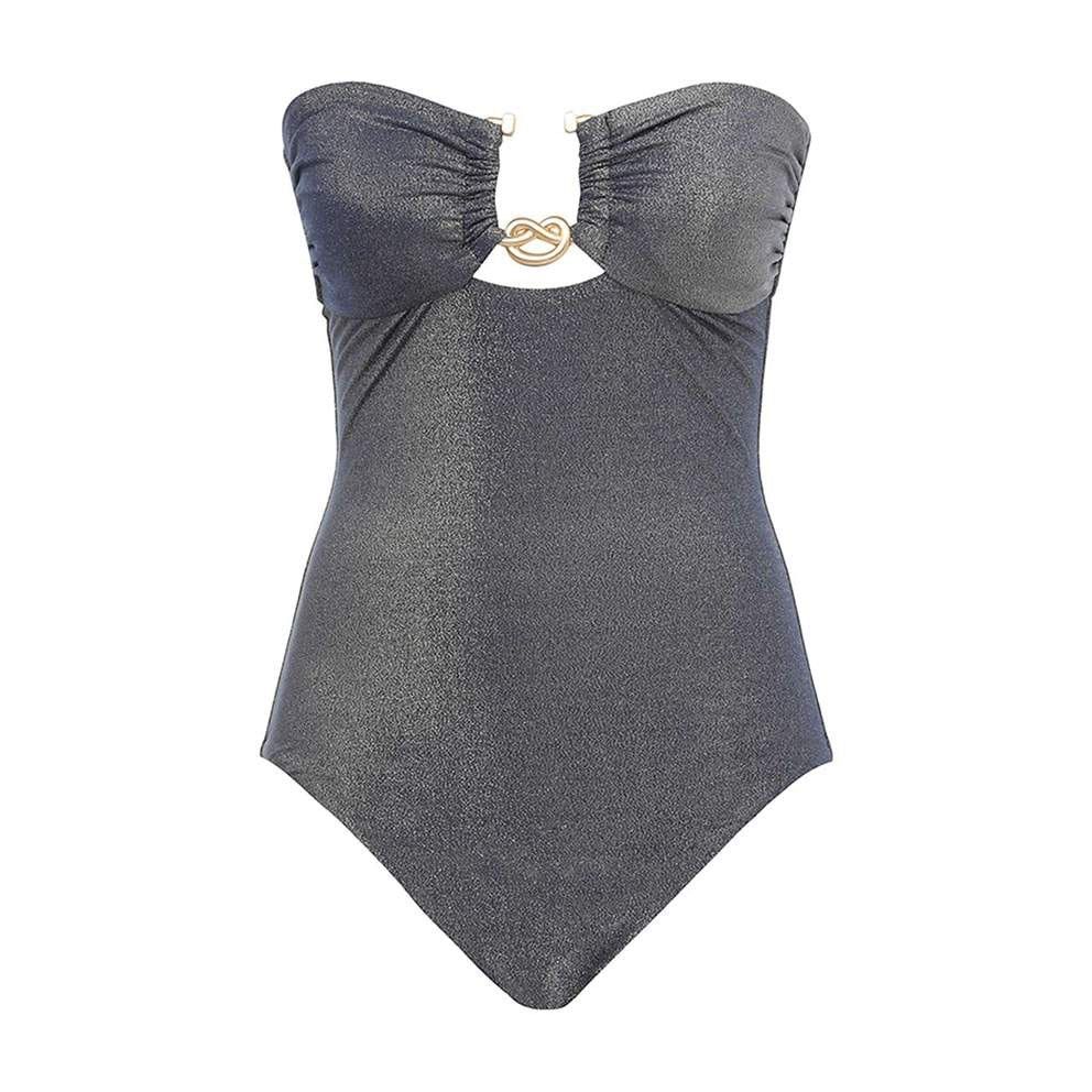 oc11z0525 Ottie Metallic Knot Bodysuit in Gray
