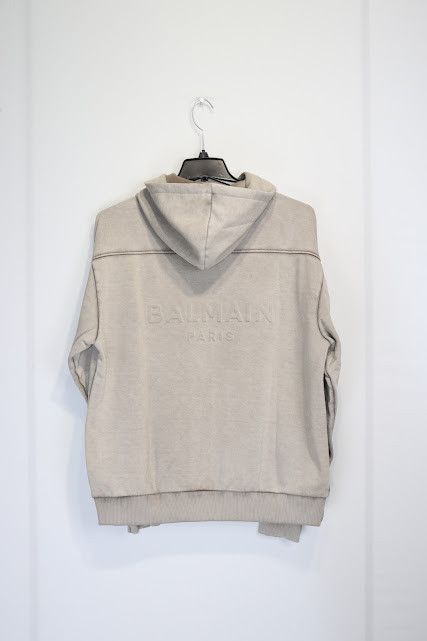 Balmain o1rshd1 Classic Zip Up Hoodie in Beige Size US M / EU 48-50 / 2 - 5 Thumbnail